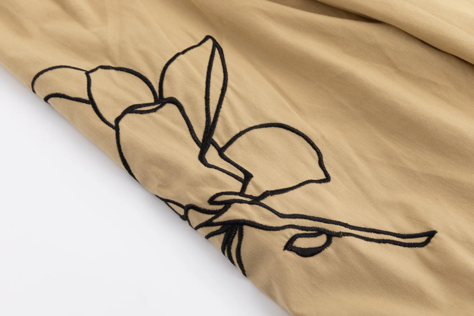 Cotton Blouse With Embroidered Sleeves - Tan - Image 5