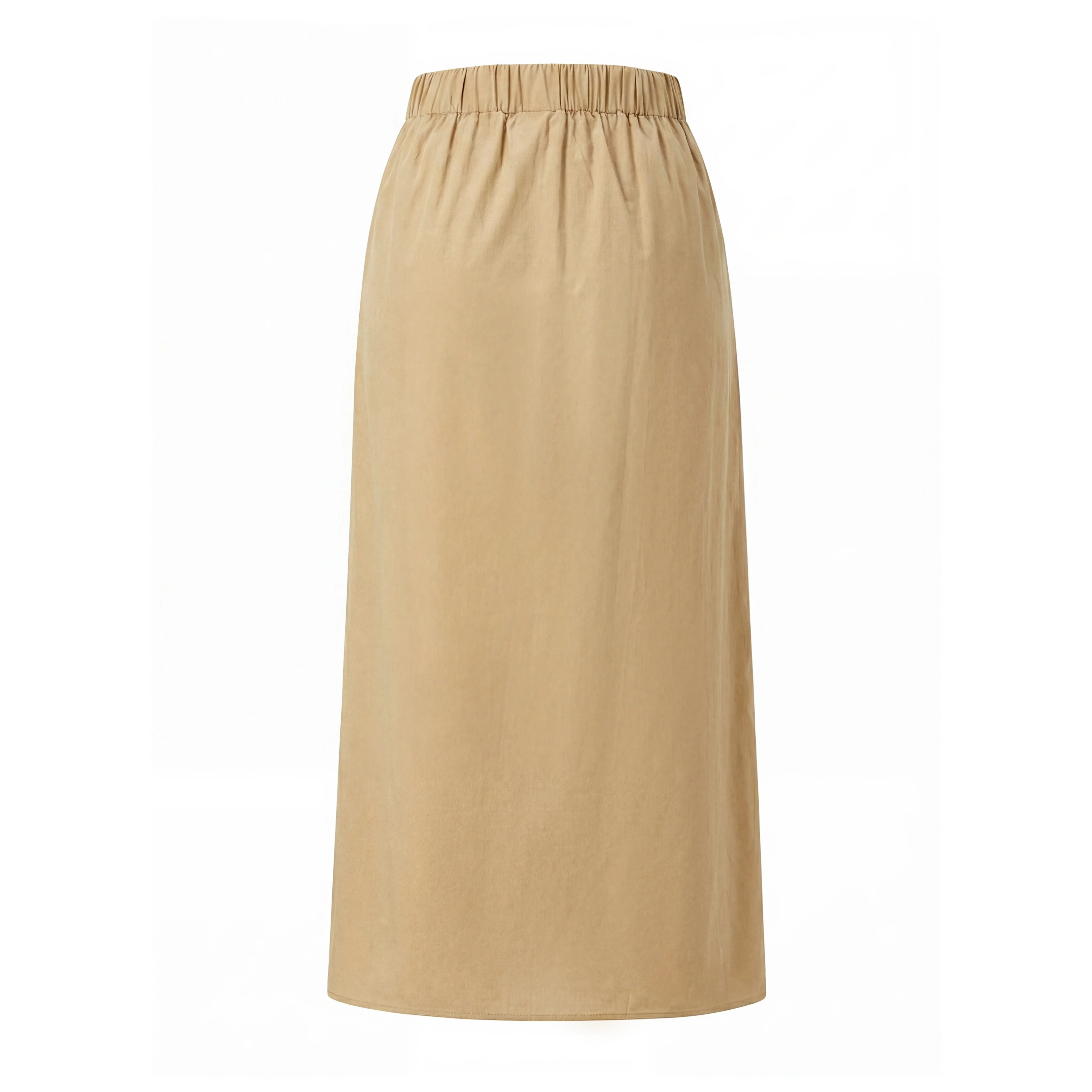 Cotton Skirt With Embroidered Waistband - Tan - Image 3