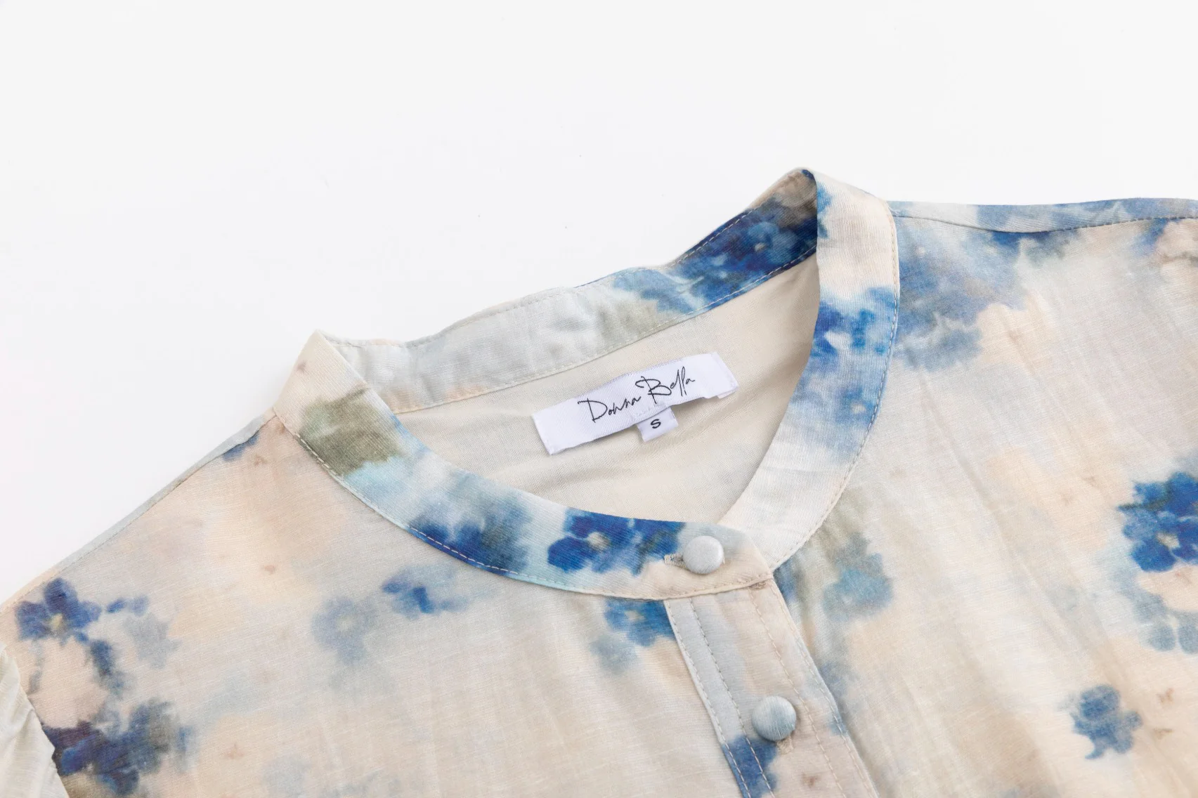 Cream Dress With Floral Print - Blue - Image 4