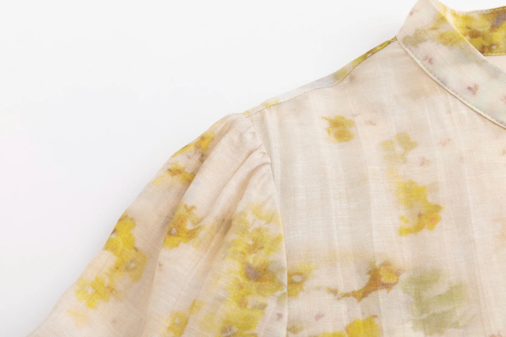 Cream Dress With Floral Print - Yellow - Image 5