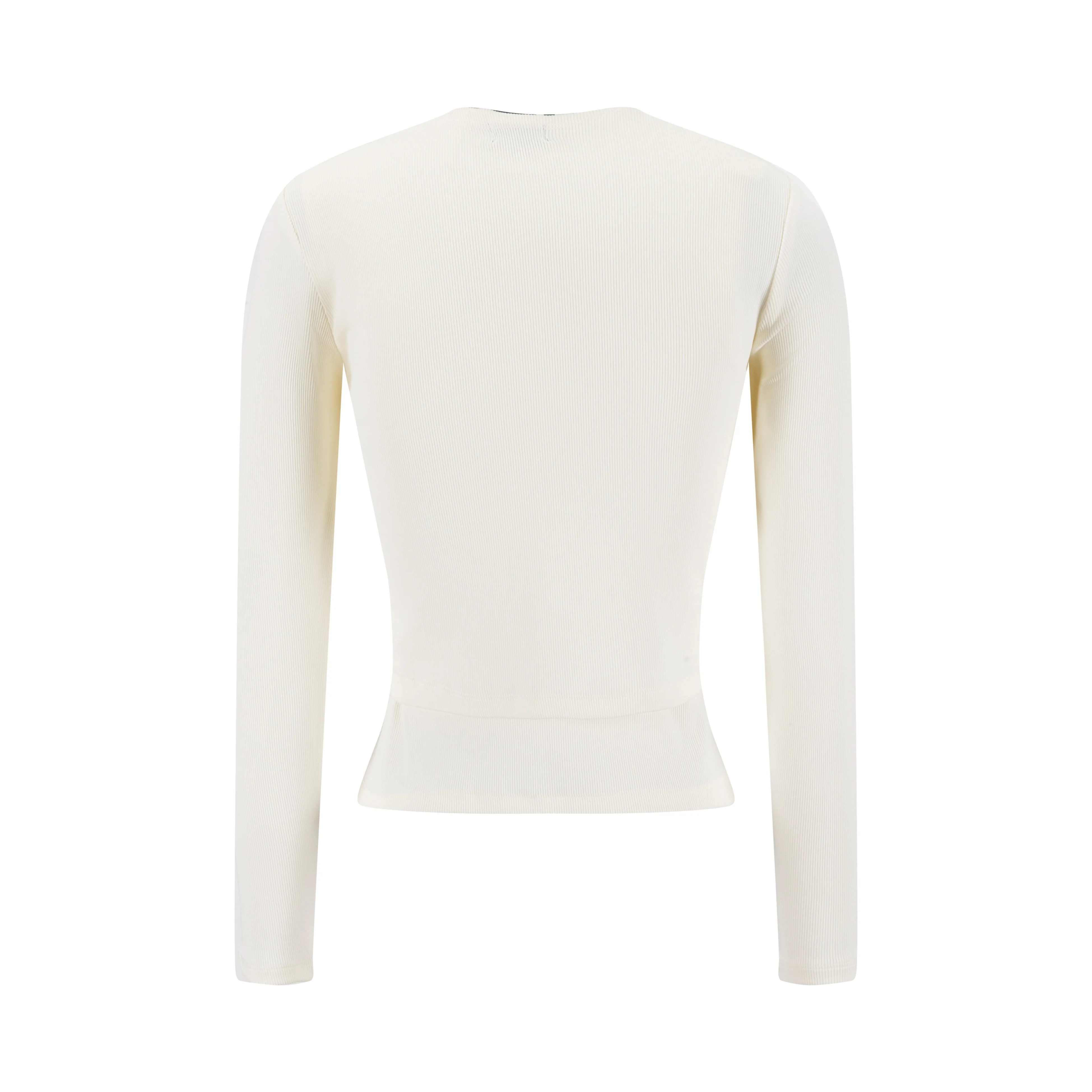 Cropped Ribbed Twin Set- Cream - Image 3
