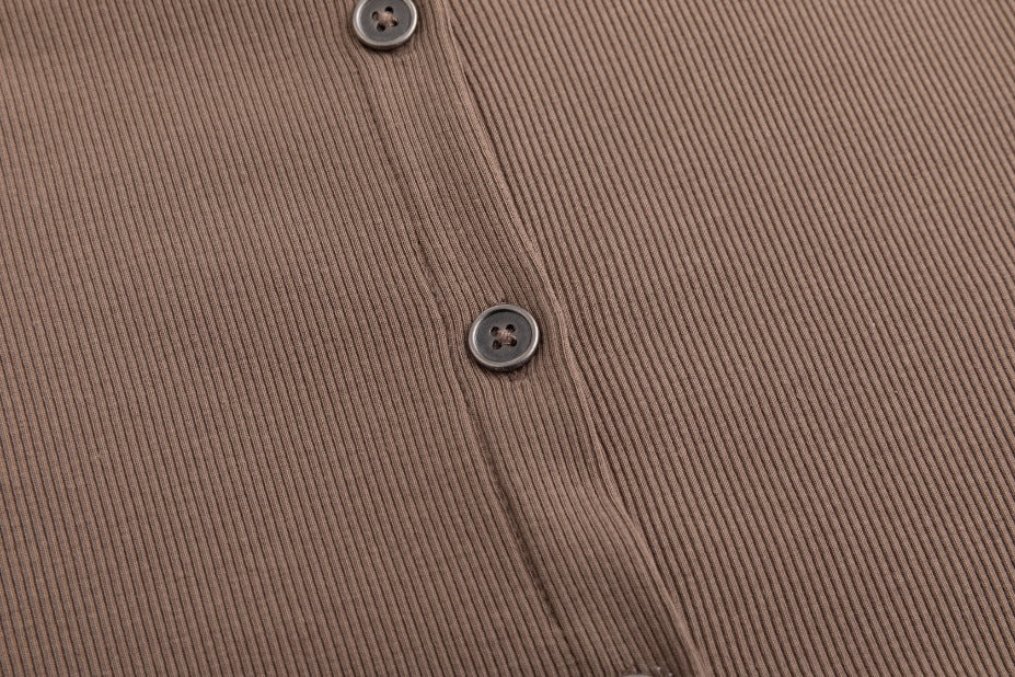 Cropped Ribbed Twin Set- Fawn - Image 6