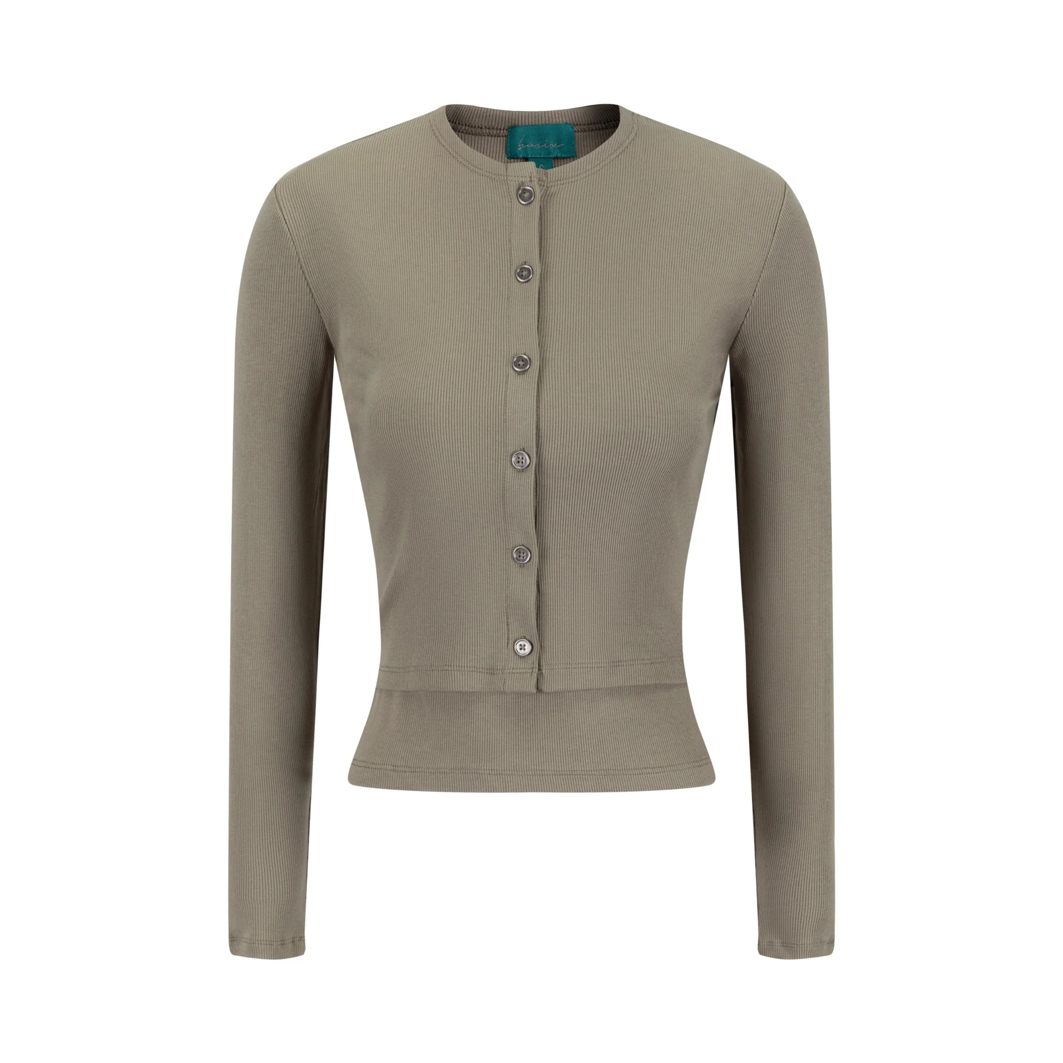 Cropped Ribbed Twin Set- Green Moss - Image 2