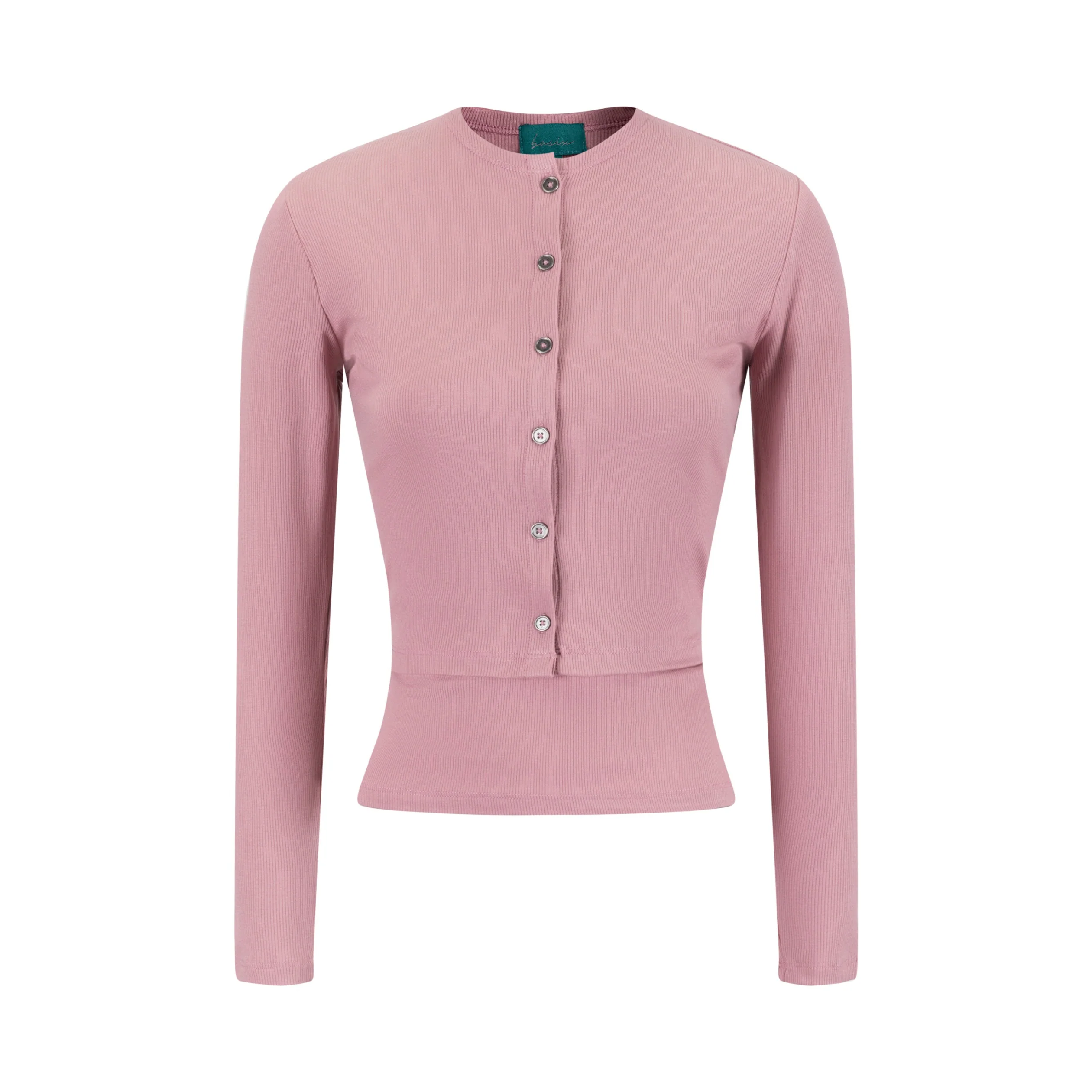 Cropped Ribbed Twin Set- Pink - Image 2