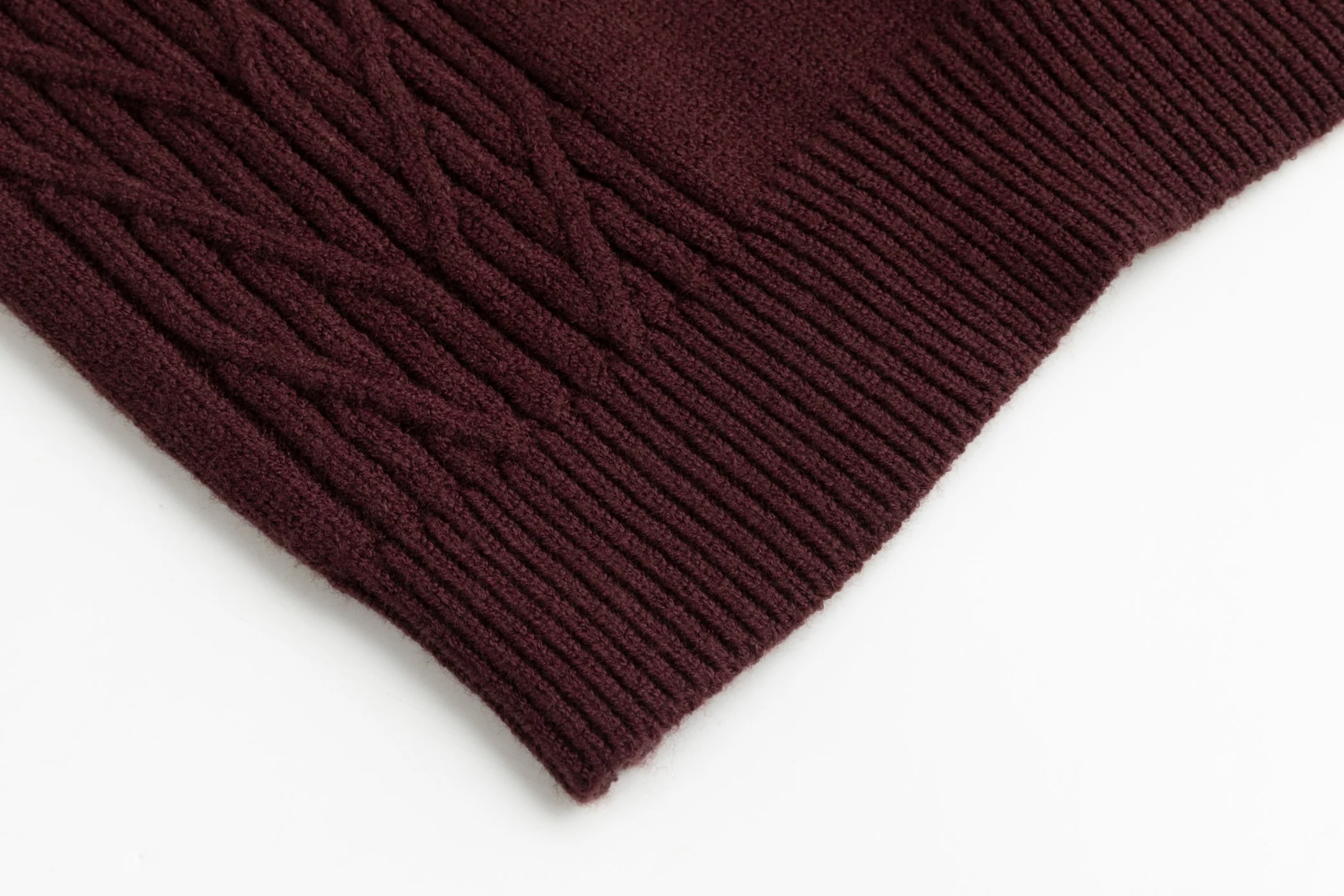 Cropped Textured Sweater - Burgundy - Image 4