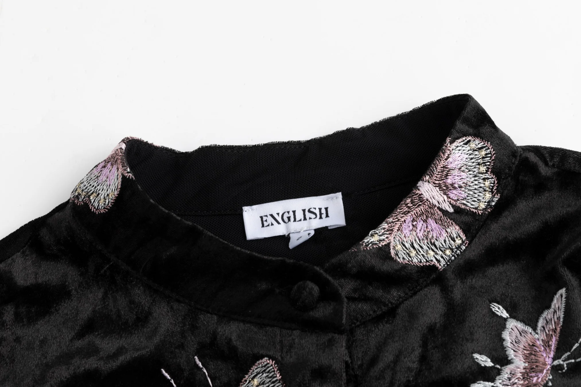 Crushed Velvet Butterflies Embroidered Tie Top With Velvet Jumper - Image 4