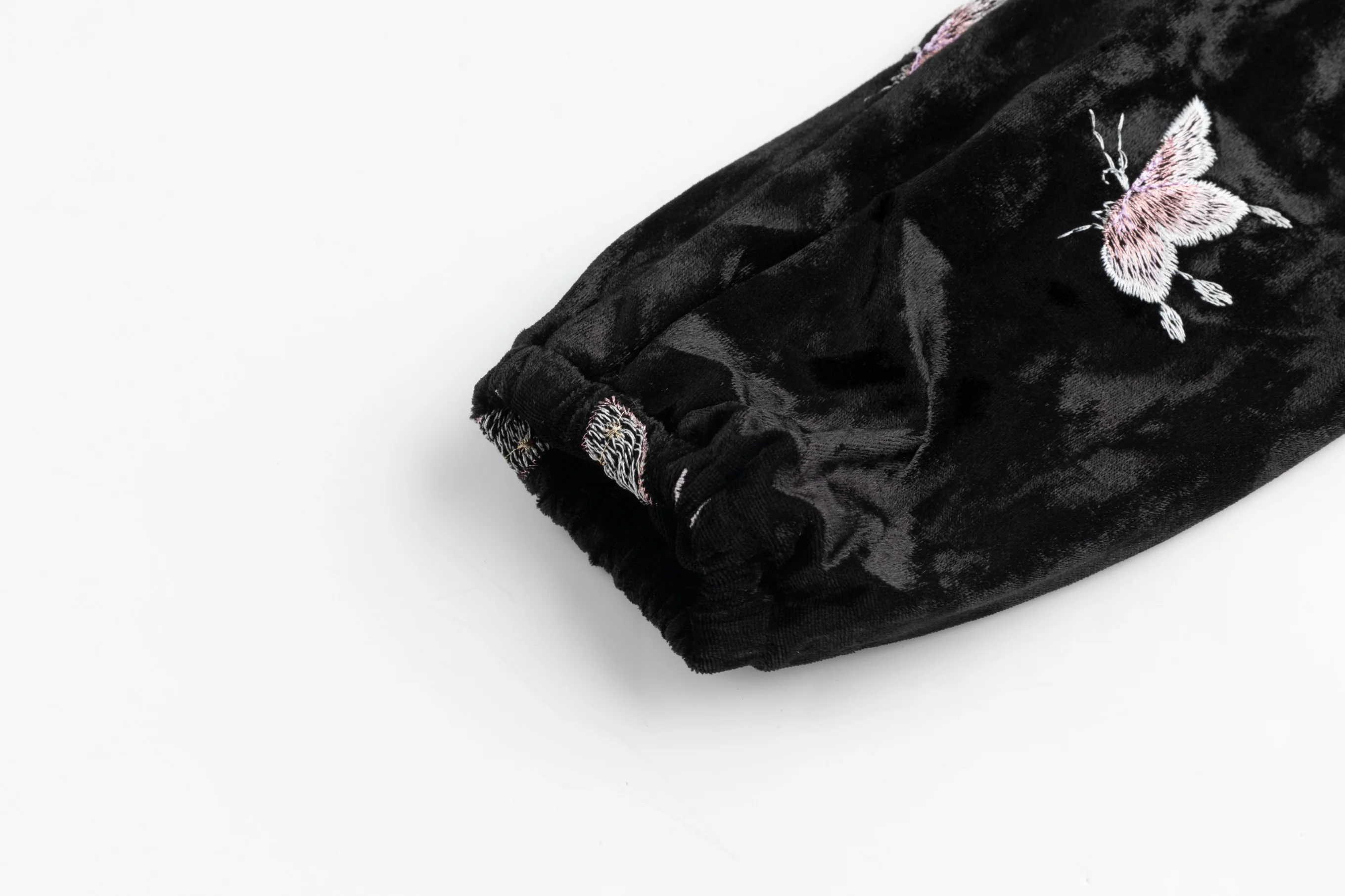 Crushed Velvet Butterflies Embroidered Tie Top With Velvet Jumper - Image 5