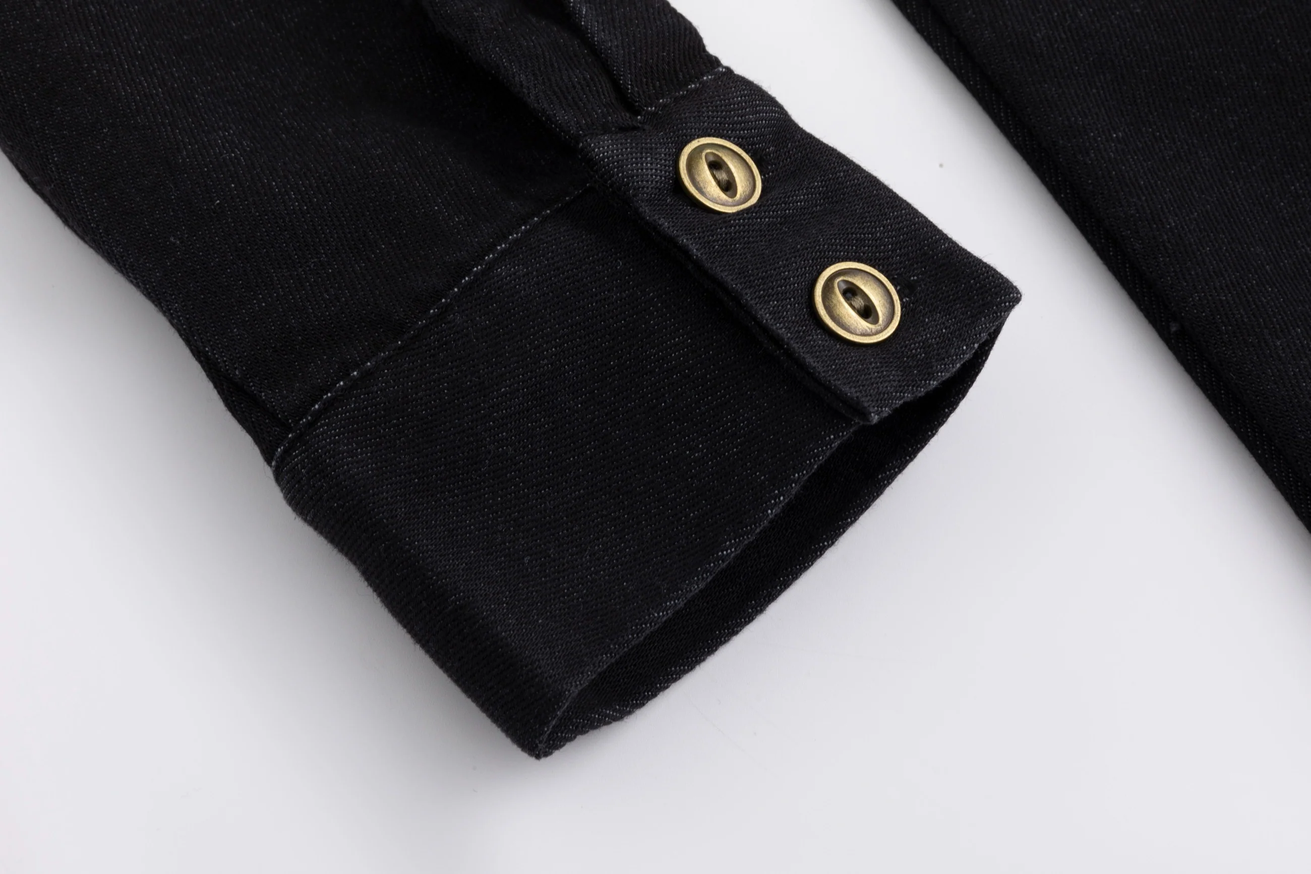 Denim Button Dress - Black - Image 3
