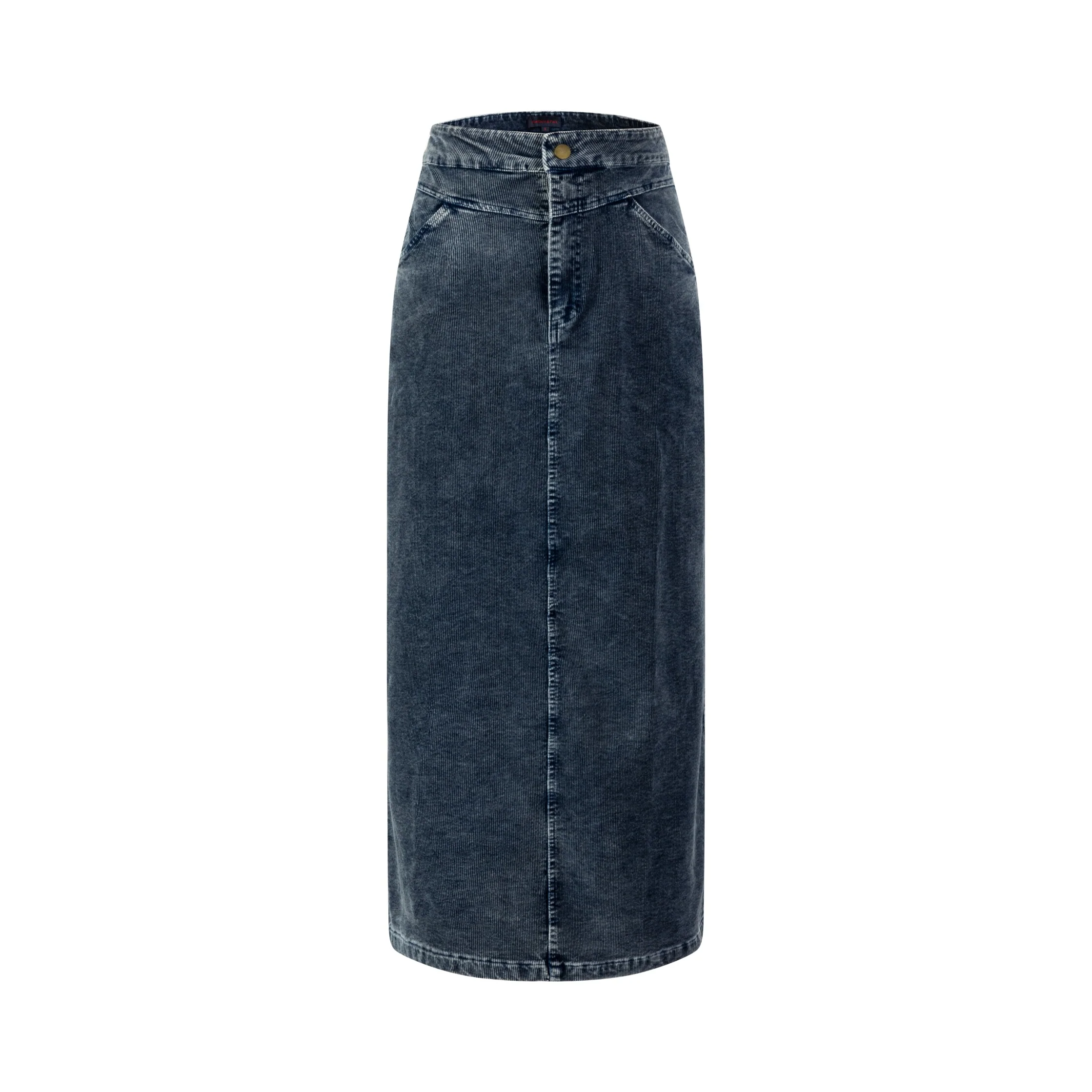 Denim Corduroy Midi Skirt - Light Blue - Image 2