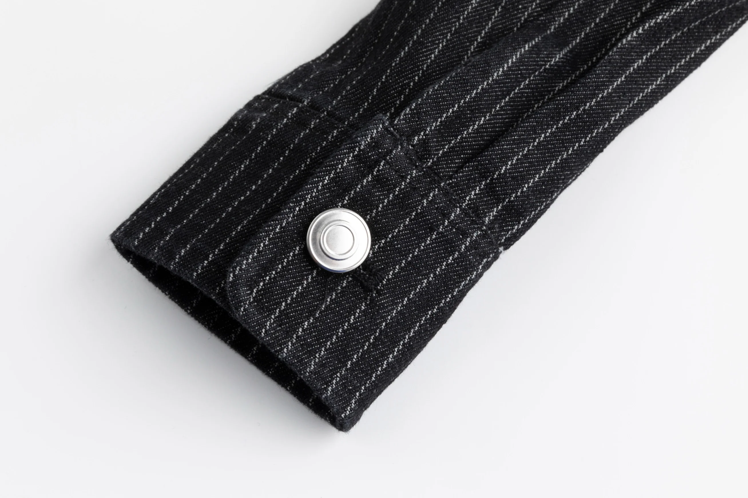 Denim Pin Stripe Button Down Top - Black - Image 6