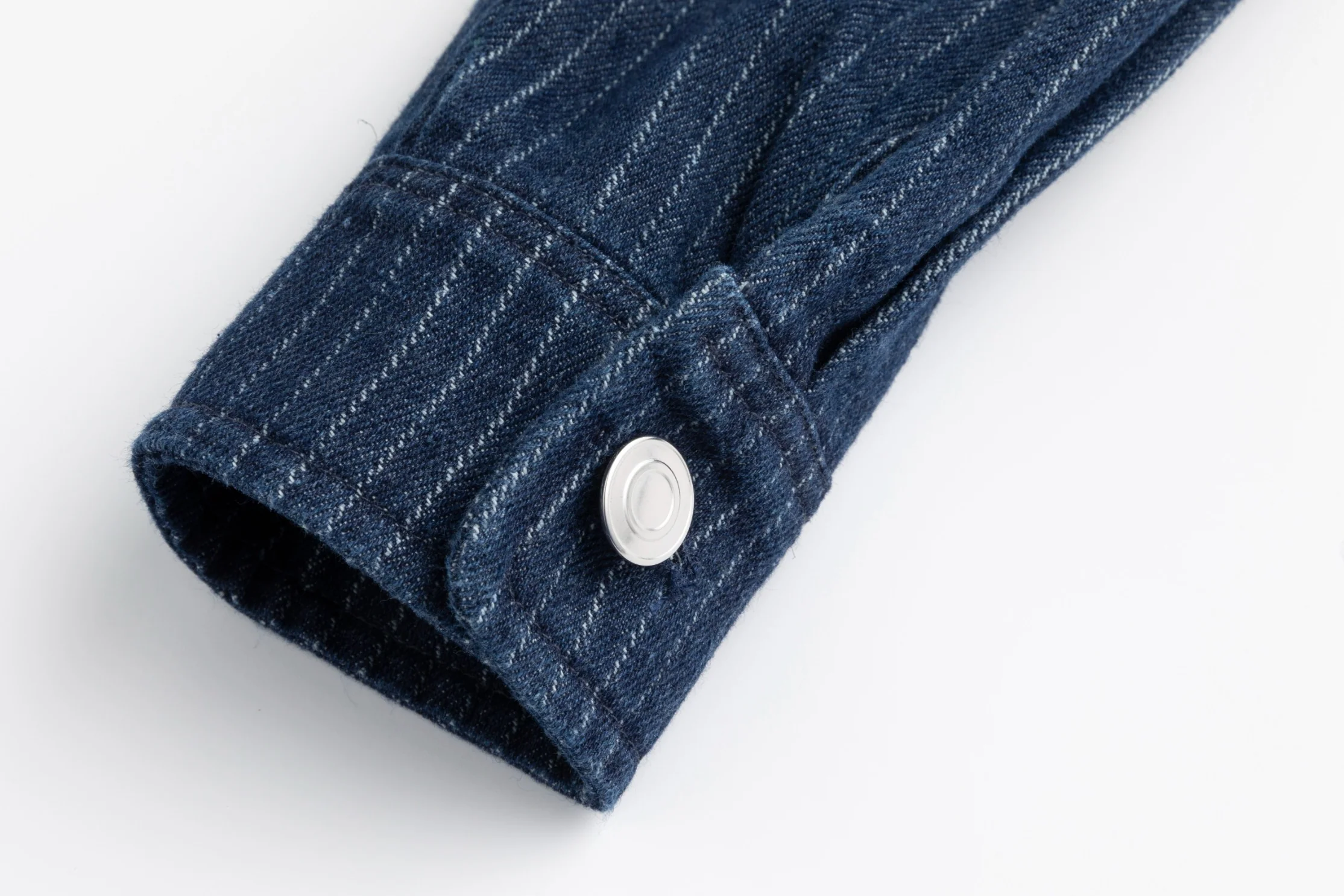 Denim Pin Stripe Button Down Top - Blue - Image 6