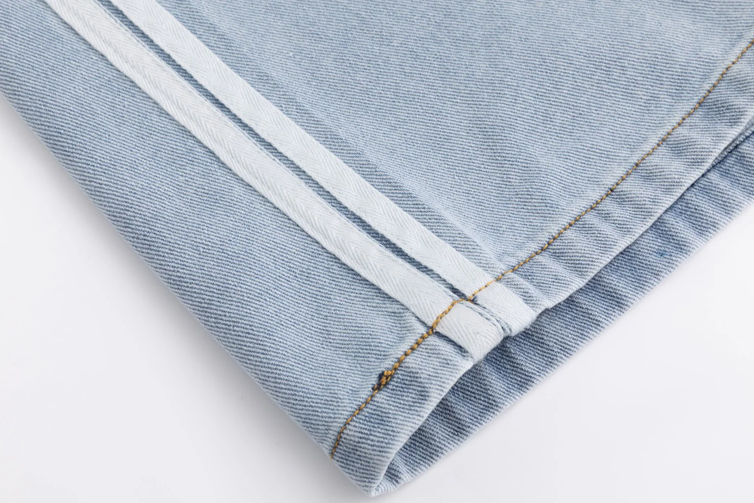 Denim Skirt With 2 Stripes Down The Side - Light Blue - Image 4