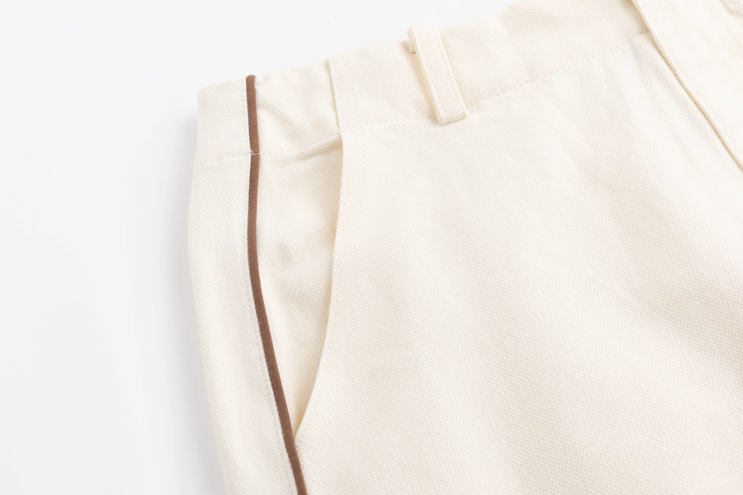 Denim Skirt With Brown Stitching And Belt - Ivory - Image 7