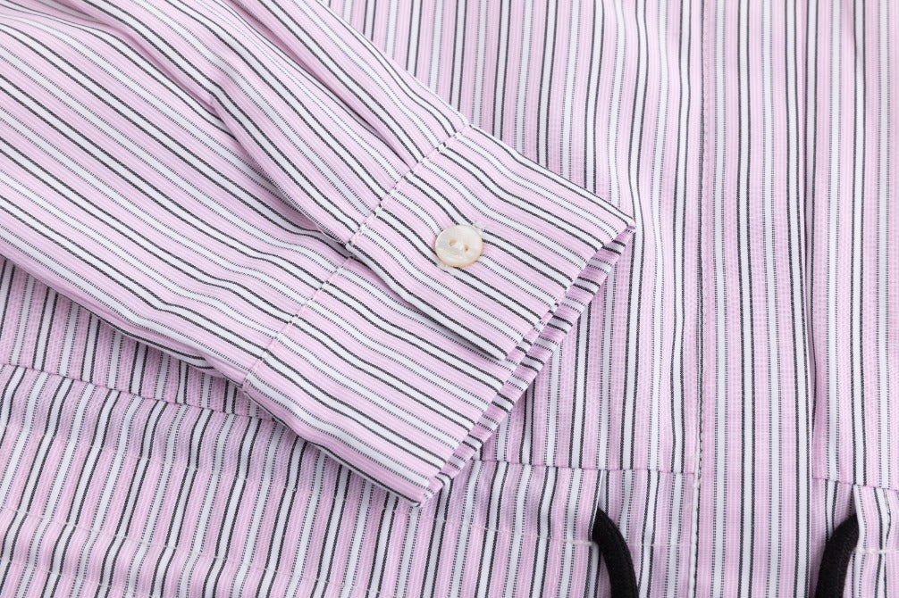 Drawstring Detail Striped Dress - Pink - Image 5