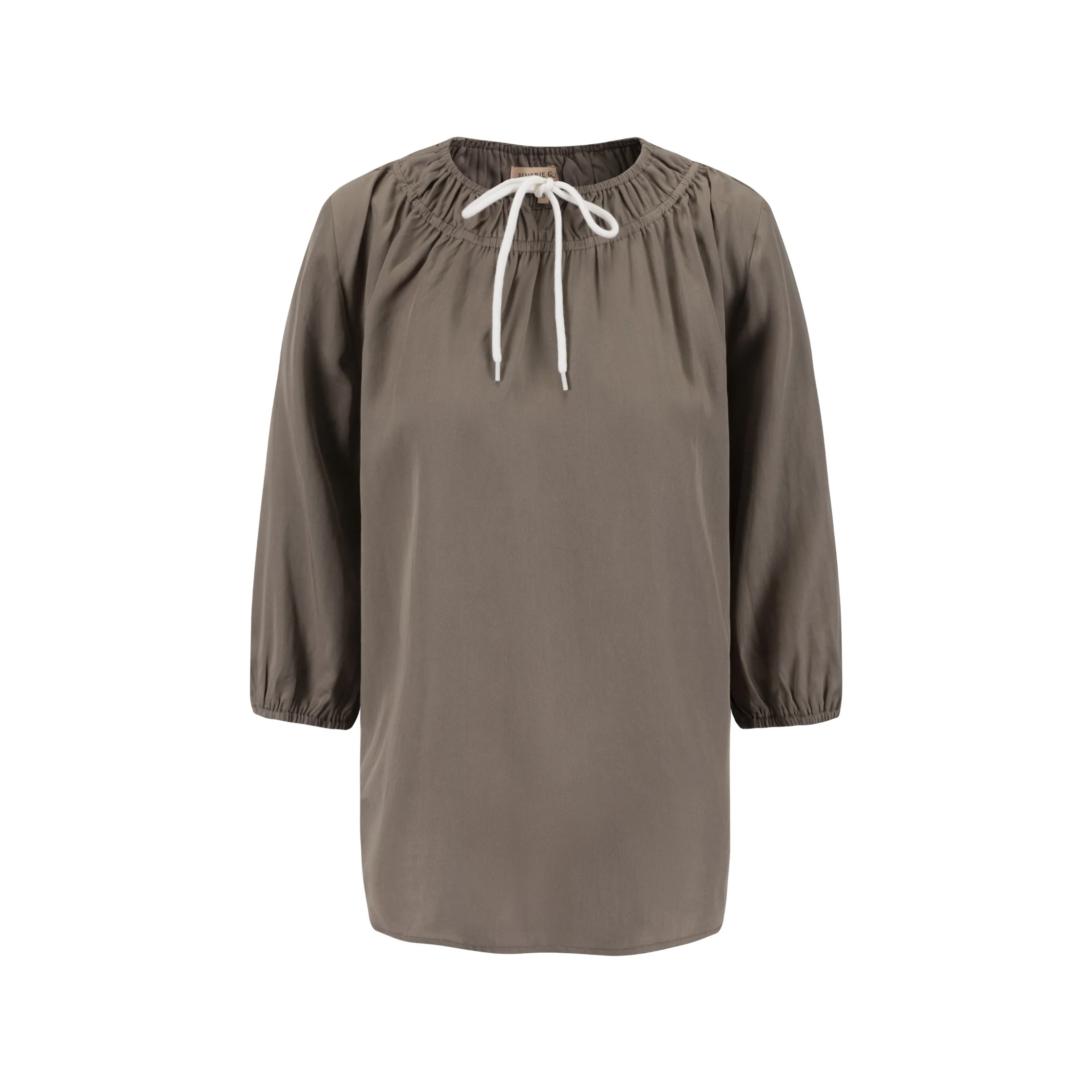Drawstring Neckline Top- Fawn - Image 2