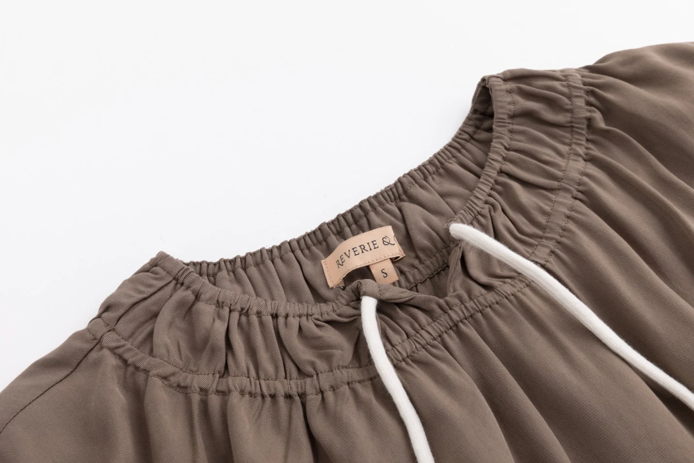 Drawstring Neckline Top- Fawn - Image 4