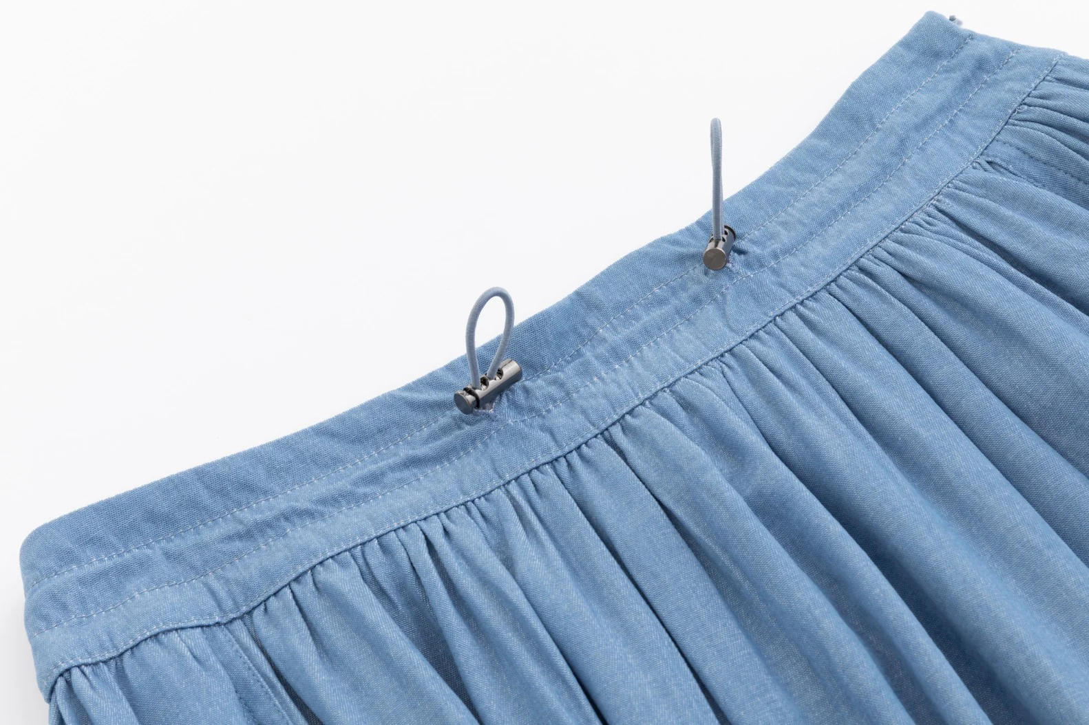 Drawstring Pocket Skirt - Light Blue Denim - Image 3