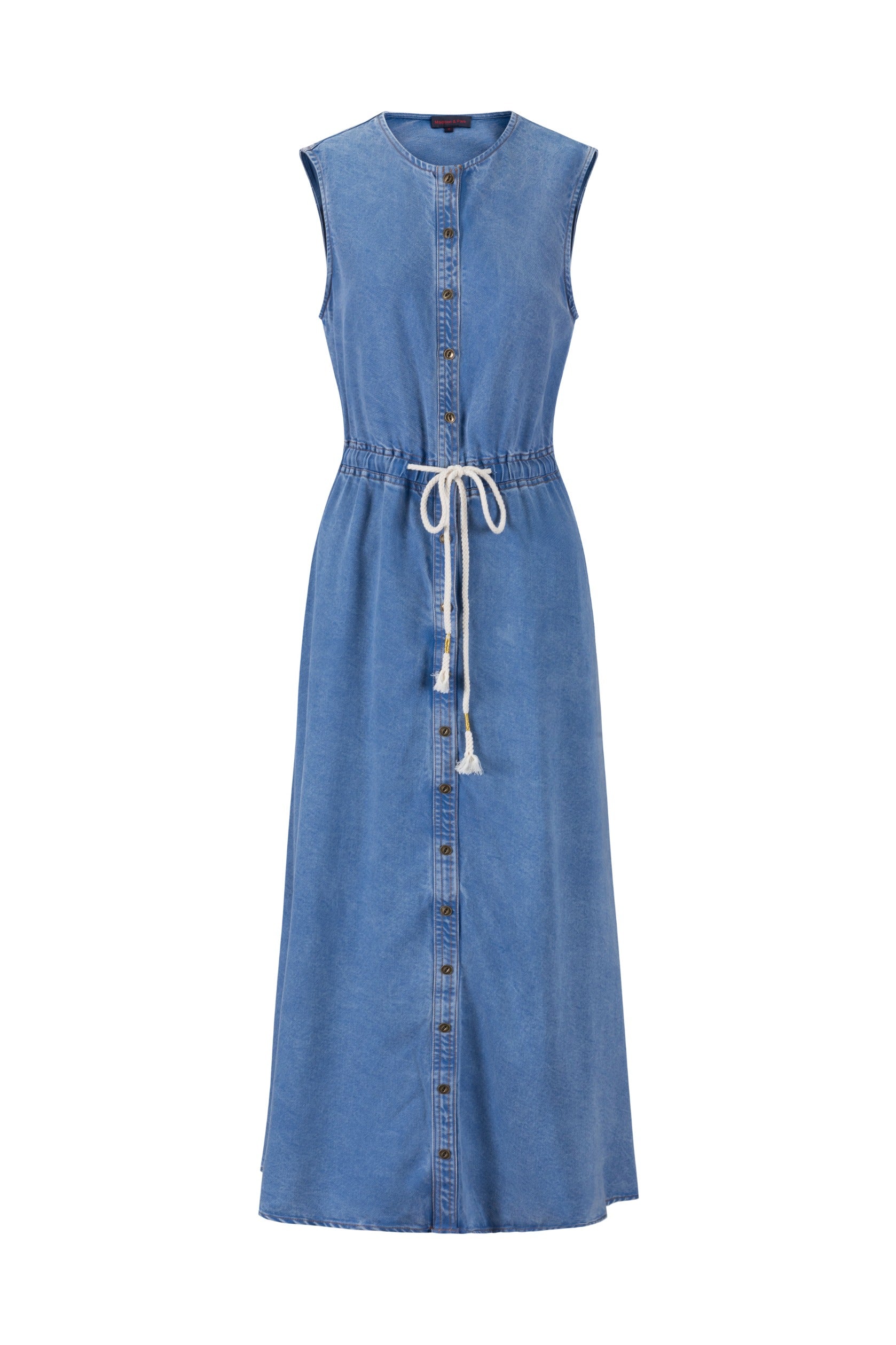 Drawstring Washed Denim Jumper - Blue - Image 3