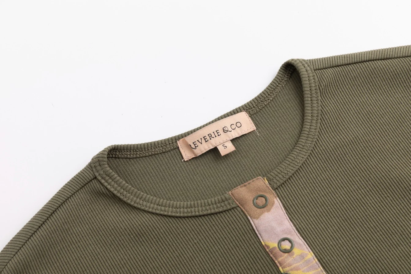 Elbow Patch T Shirt - Green Moss - Image 4