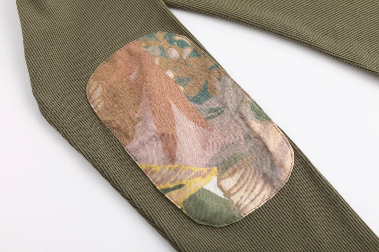 Elbow Patch T Shirt - Green Moss - Image 5