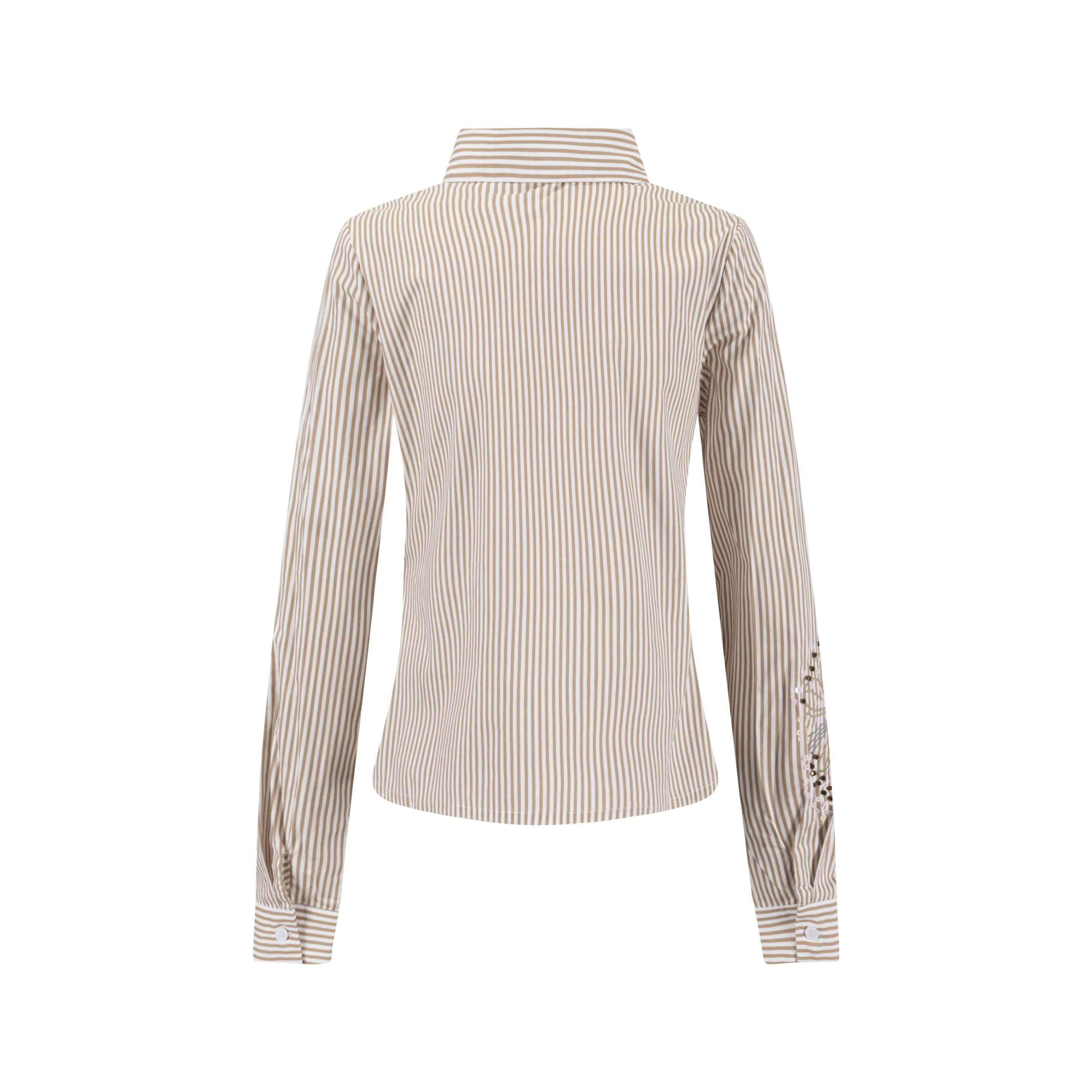 Embellished Pinstripe Blouse - Fawn - Image 4