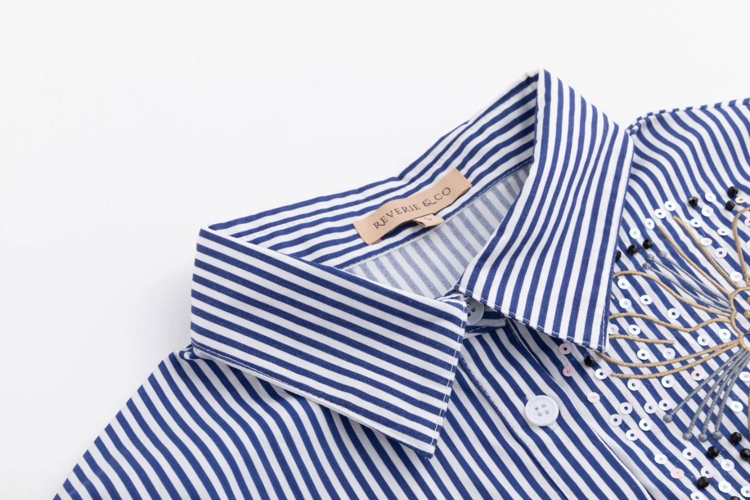 Embellished Pinstripe Blouse - Midnight - Image 4