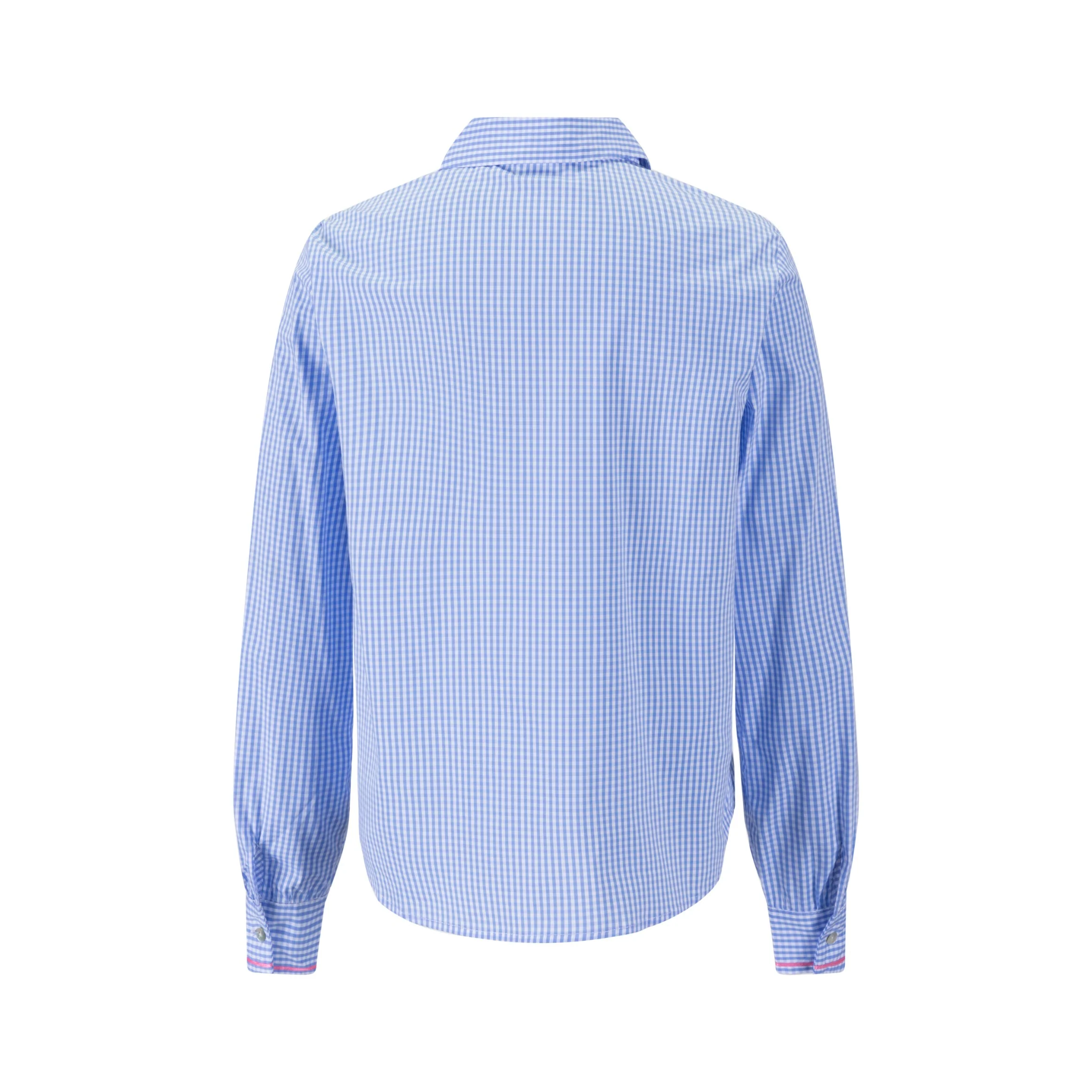 Embroidered Pocket Blue Mini Checkered Shirt - Image 3