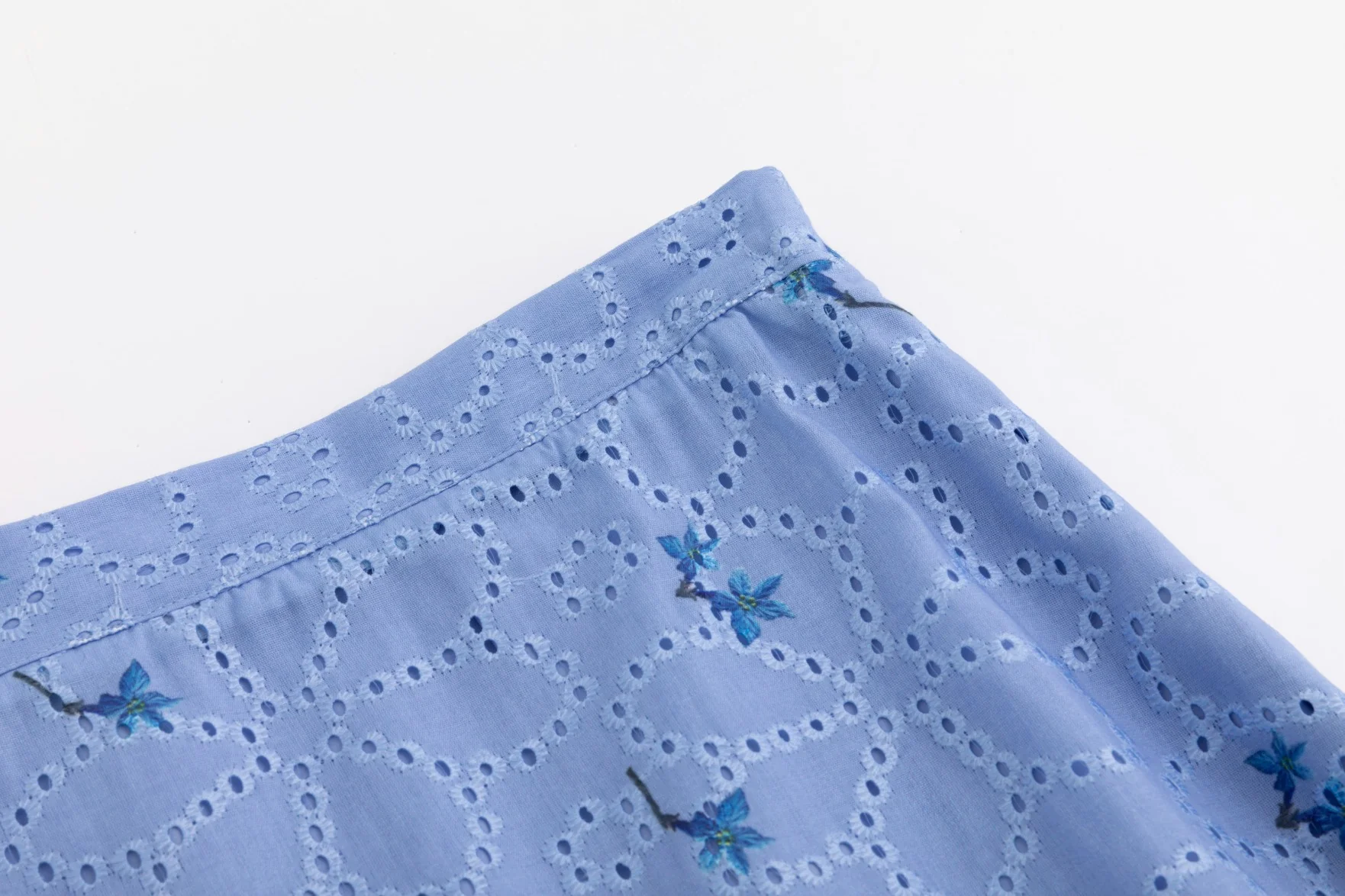 Eyelet Floral Skirt - Blue - Image 5