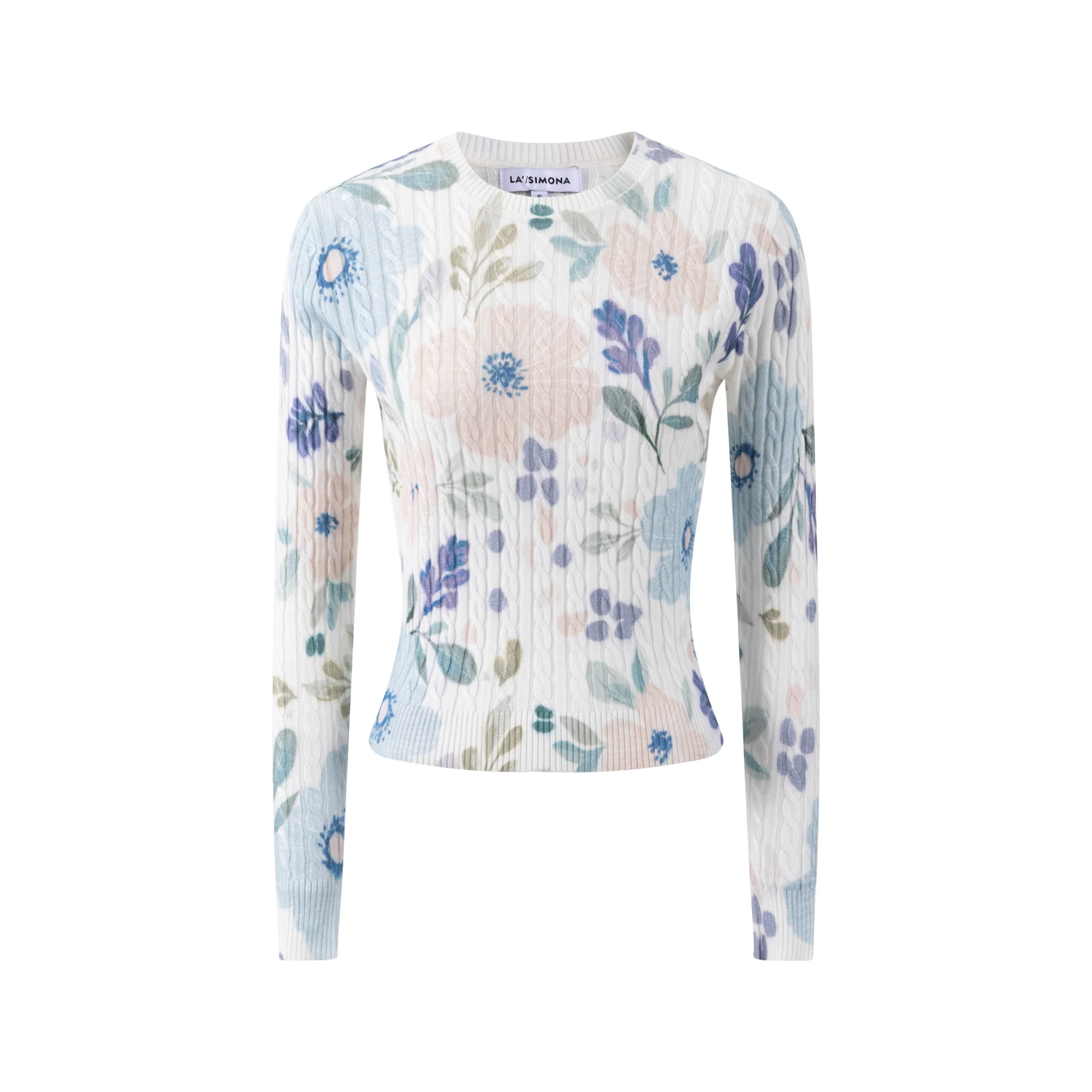 Floral Printed Cable Knit Top - Image 3