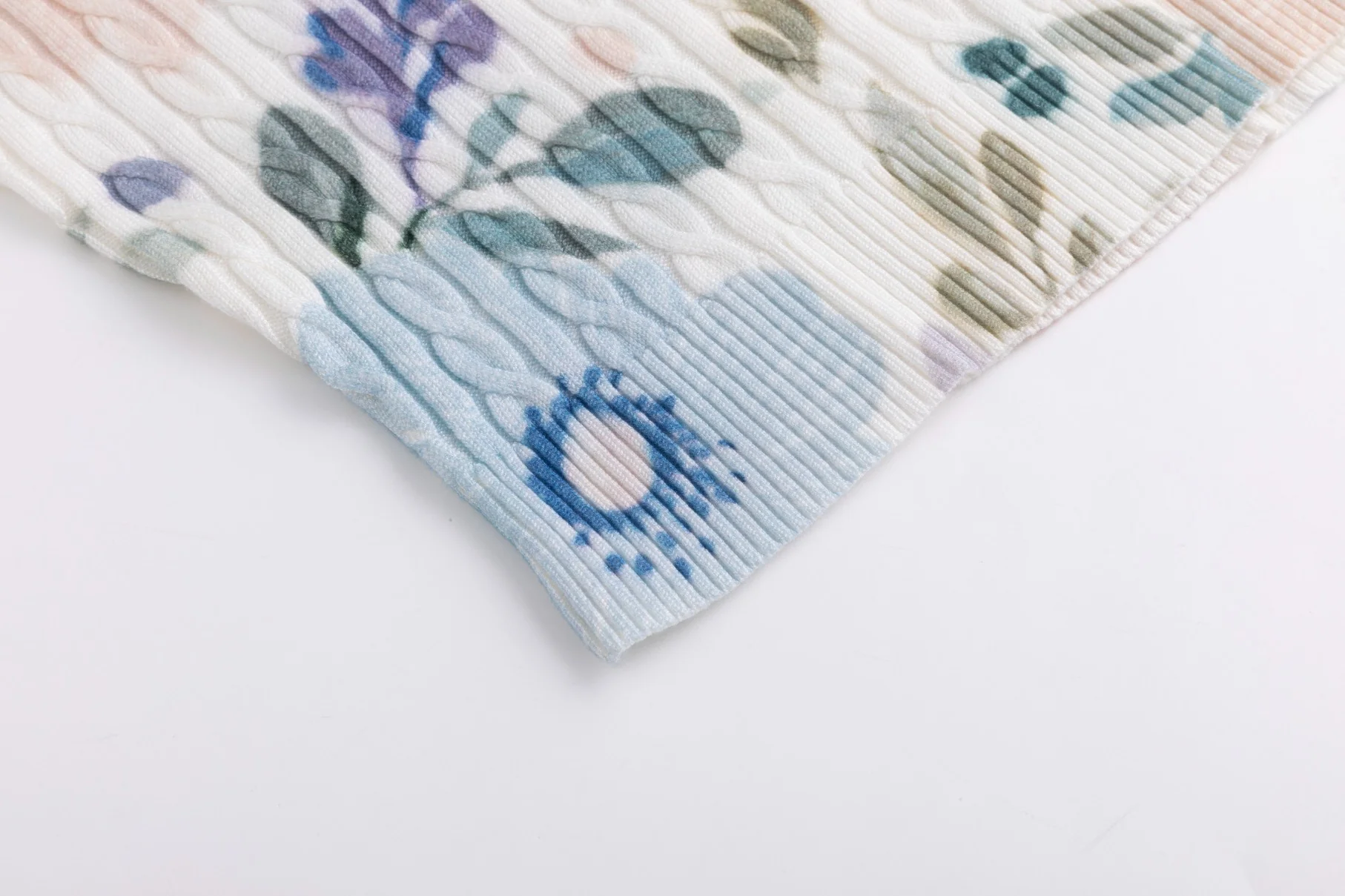Floral Printed Cable Knit Top - Image 7