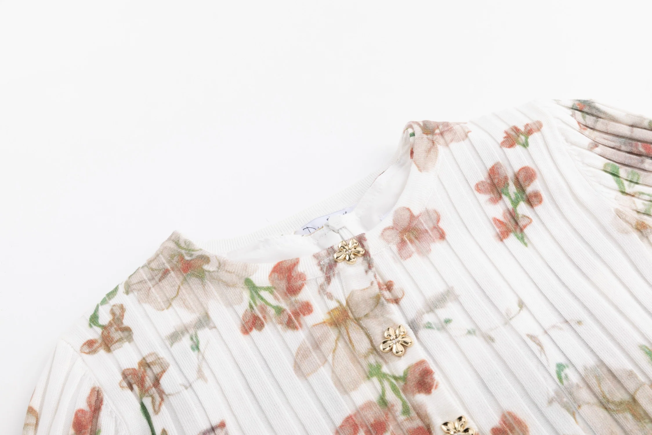 Floral Printed Ivory Overlay Dress - Image 5