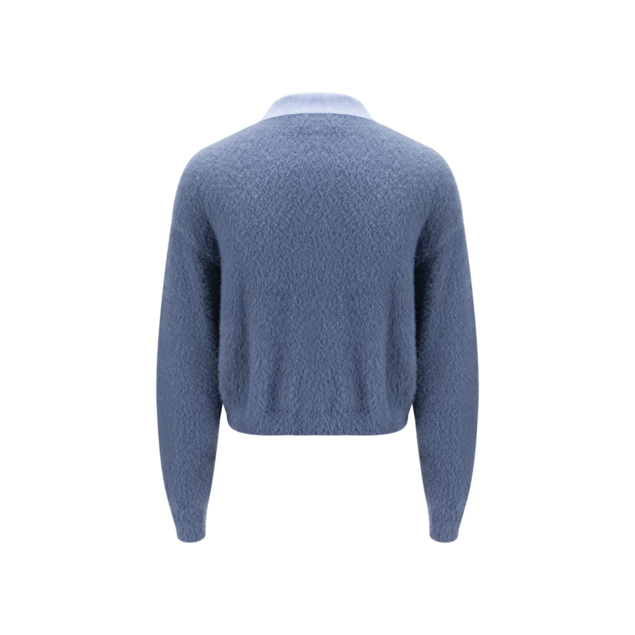 Fluffy Knit Cardigan - Blue - Image 3