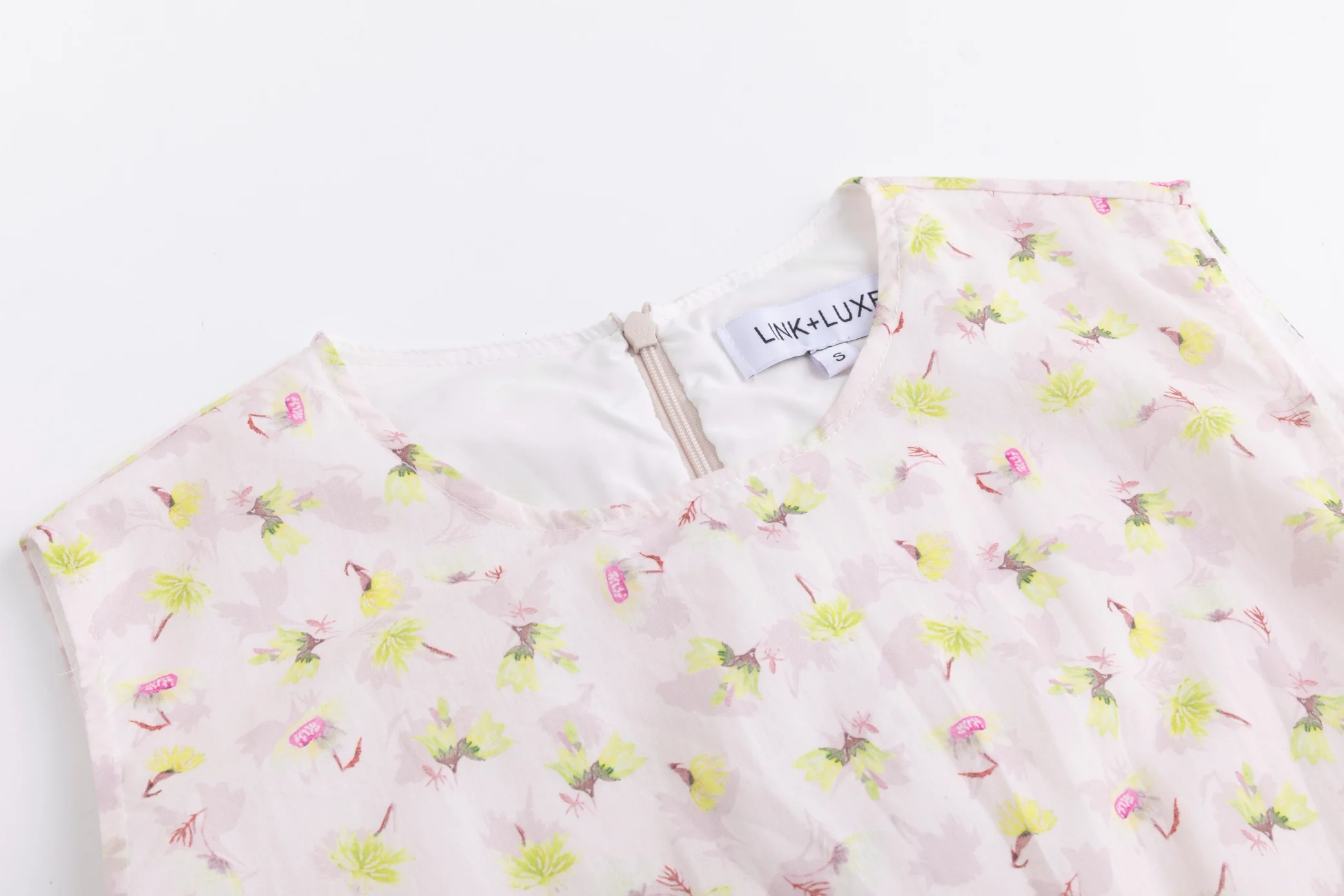 Green Floral Printed Overlay Dress - Image 5