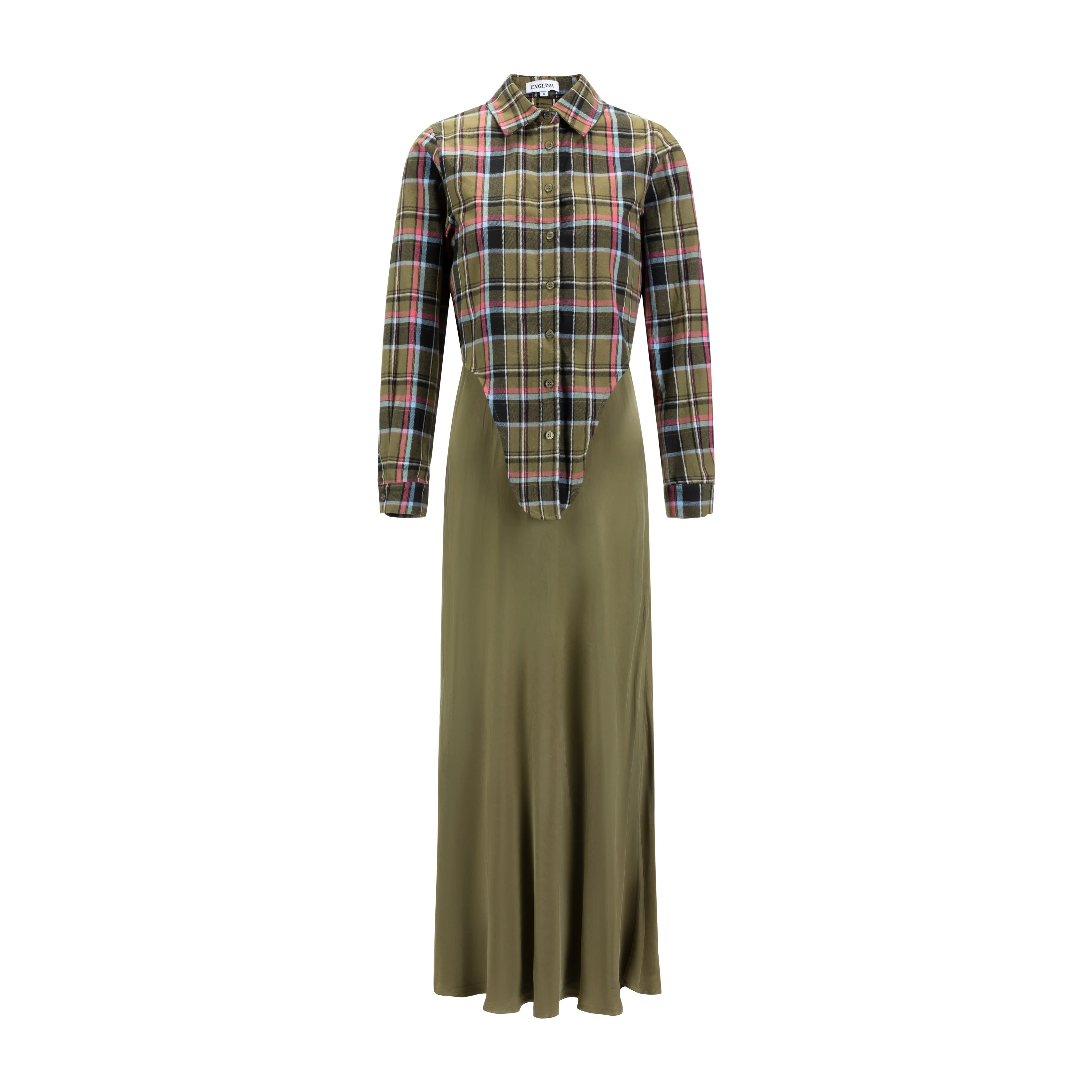 Green Jumper With Blue Green And Pink Plaid Blouse - Image 2
