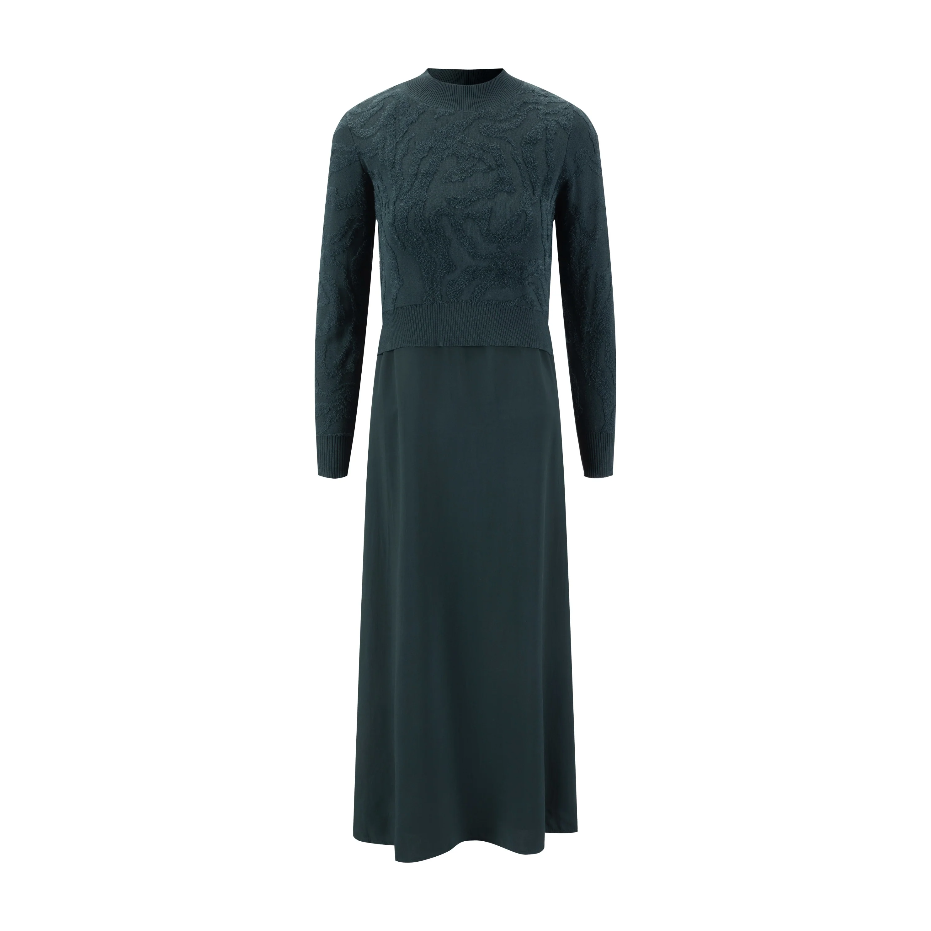 Green Jumper With Green Knit Overlay - Image 2