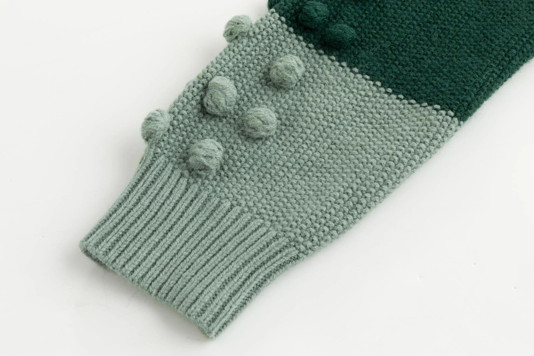 Green Knit Top With Pom Pom Detail - Image 6