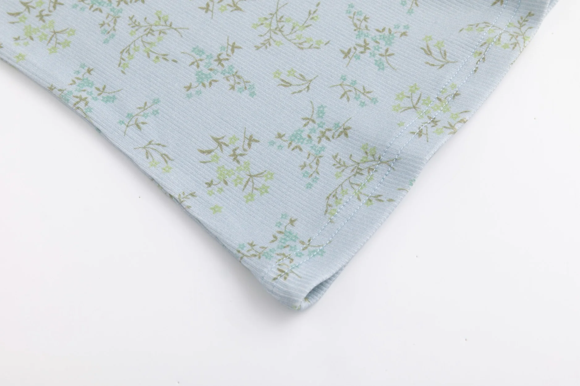 Light Blue Leaves Print Ivory Base Top - Image 3