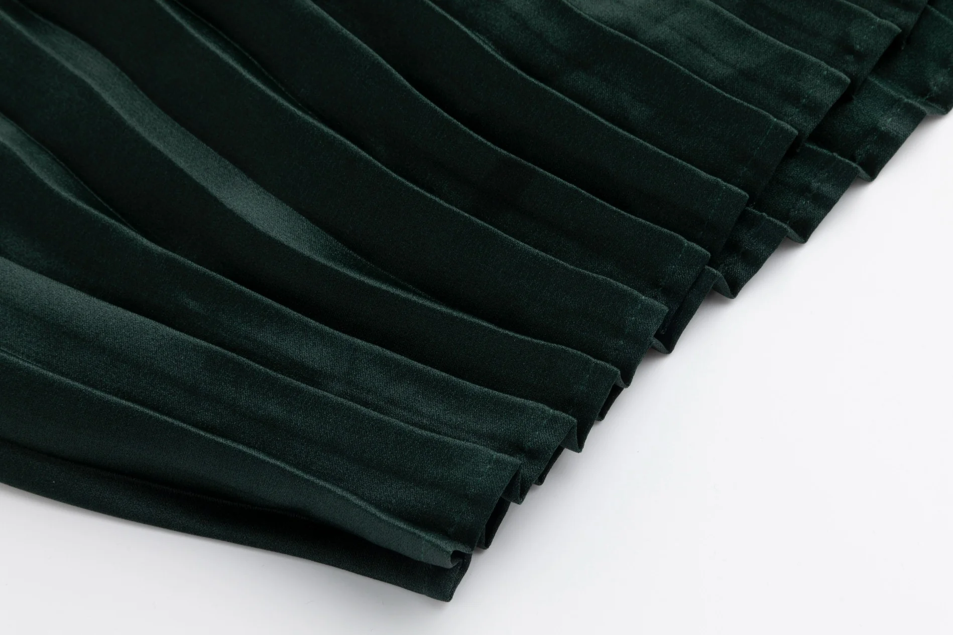 Green Satin Pleated Dress - Image 6