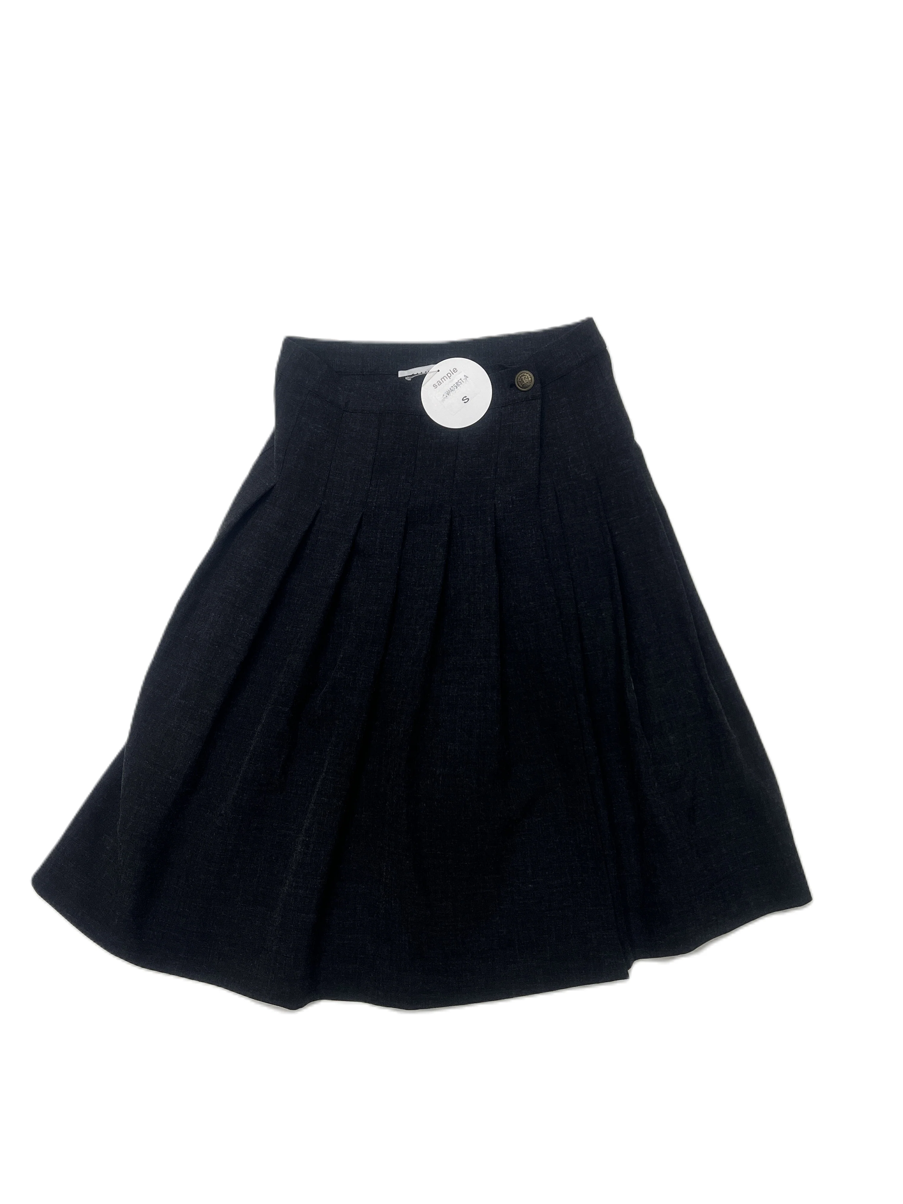 Pleated Wrap Skirt - Black - Image 2