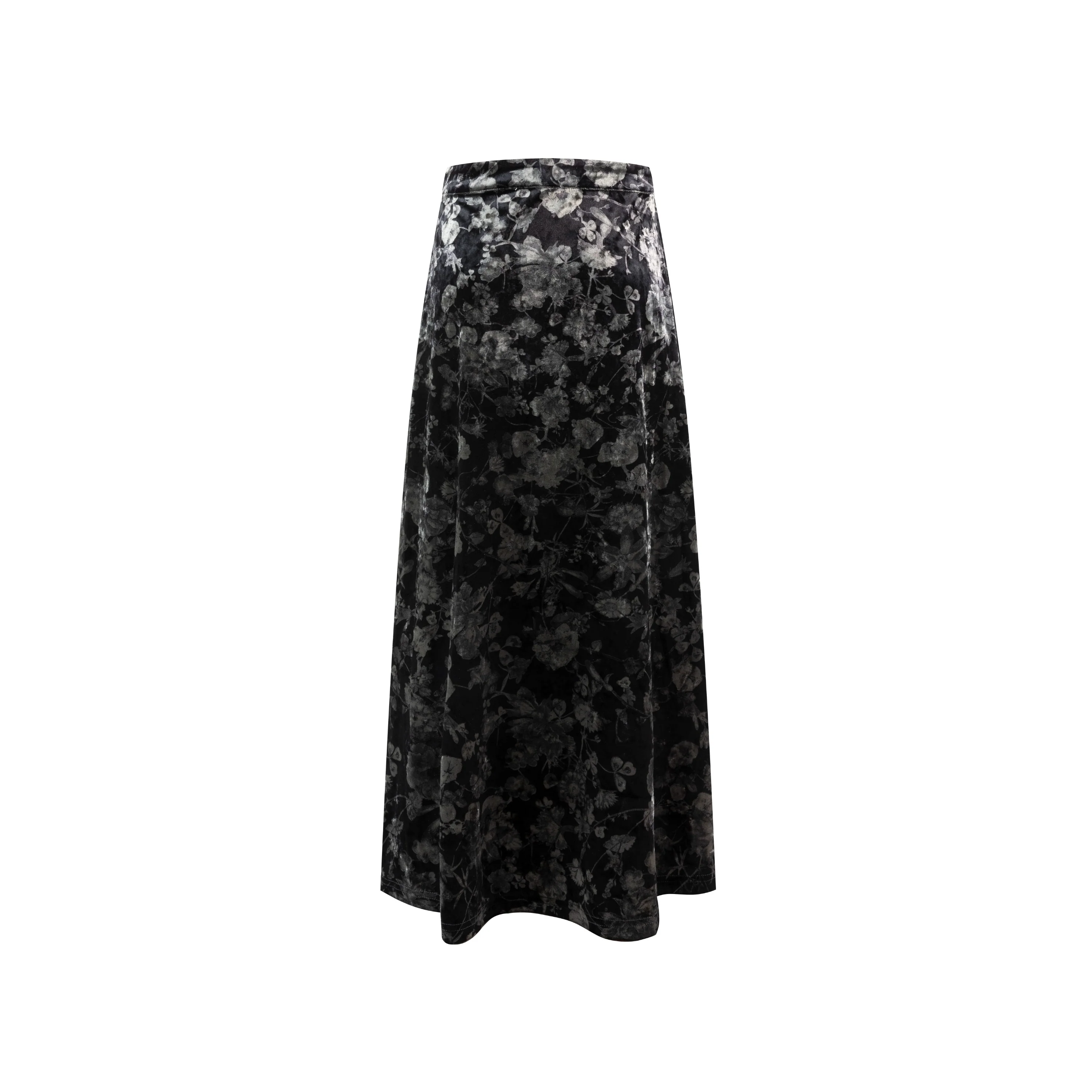 Floral Velour Skirt - Grey - Image 3