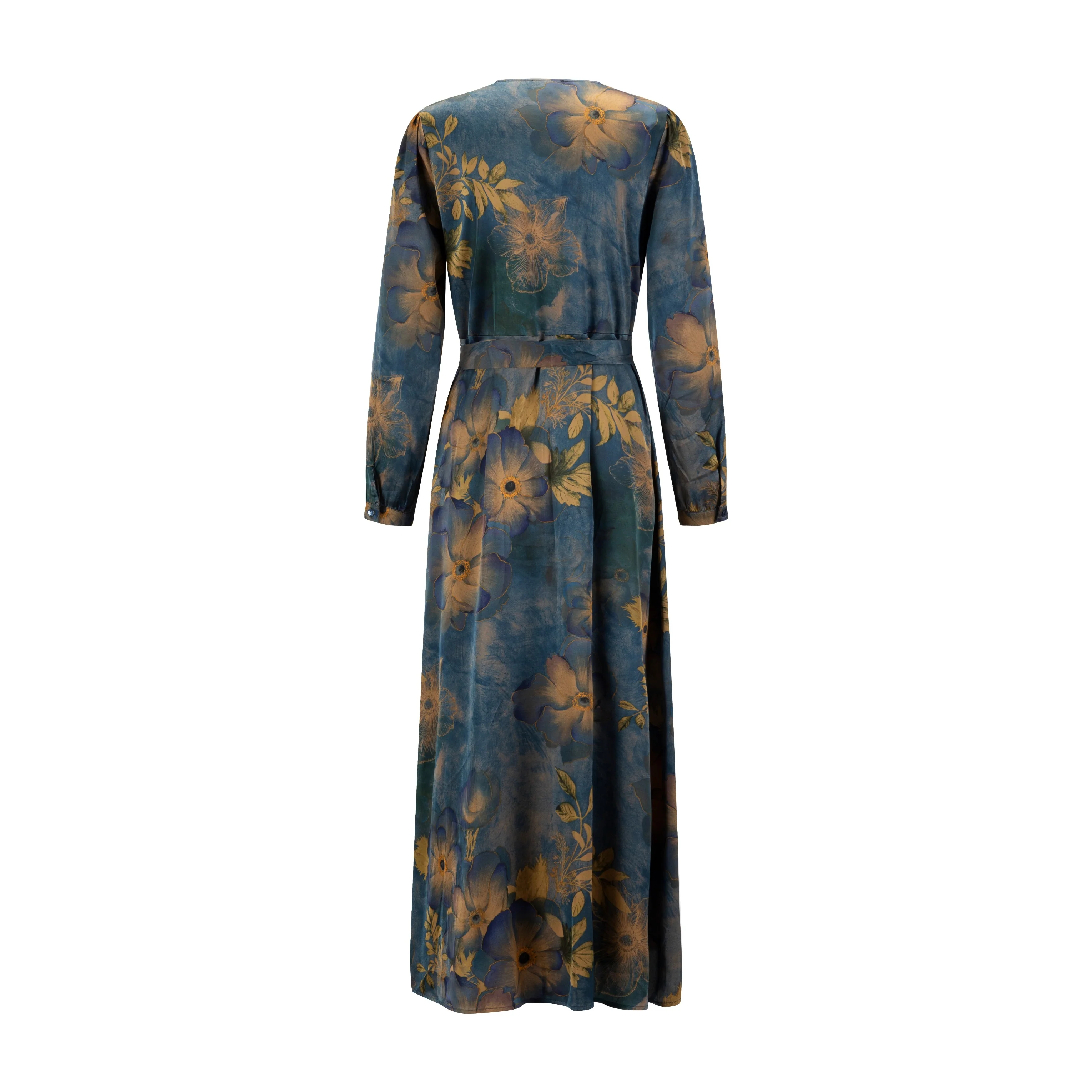 Grey Watercolor Printed Floral Dress - Image 4