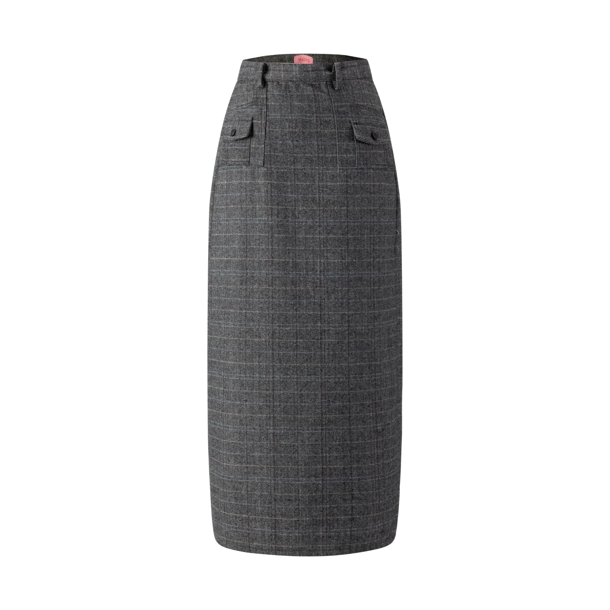 Heather Grey Checkered Skirt - Image 2