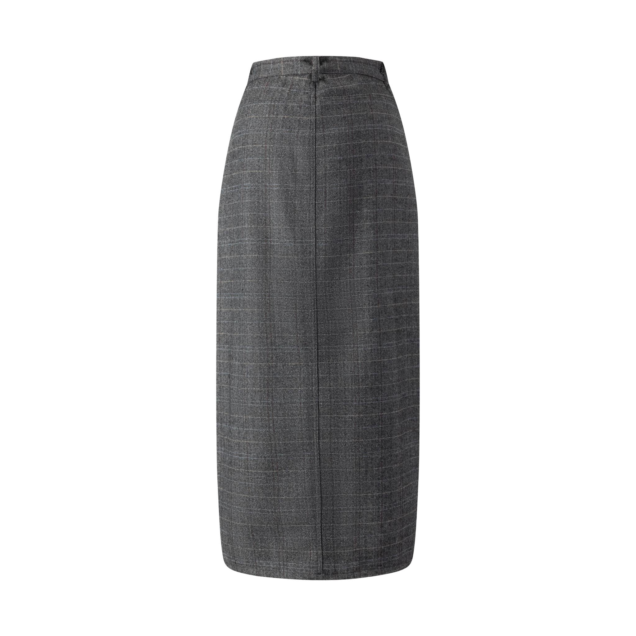 Heather Grey Checkered Skirt - Image 3