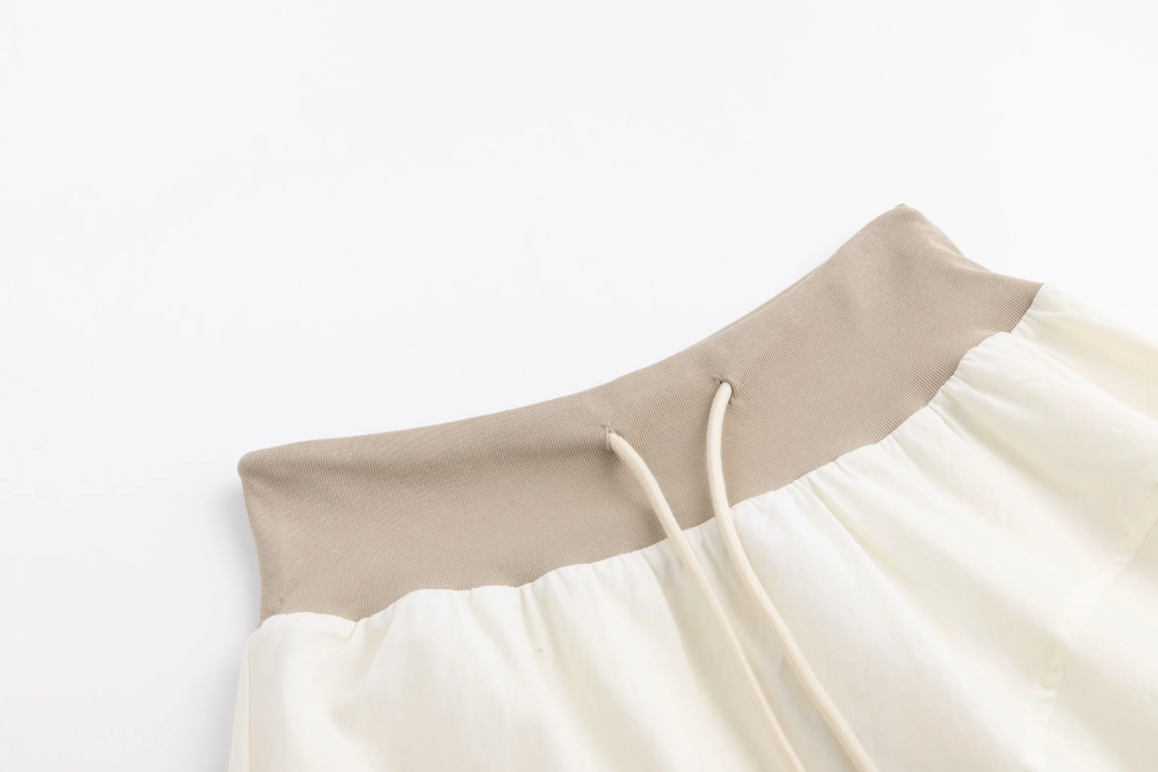 High Waistband Drawstring Skirt - Cream - Image 4