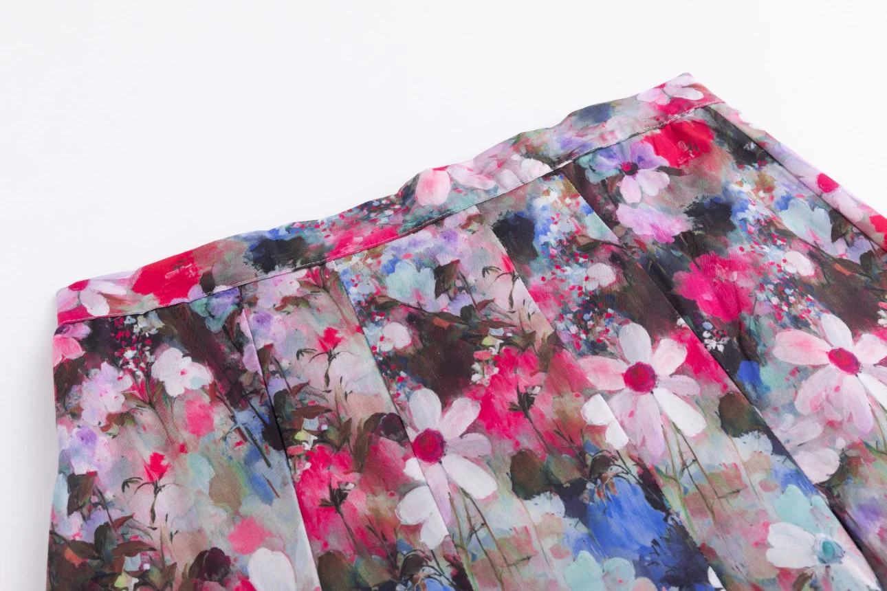 Hot Pink Floral Cotton Skirt - Image 4