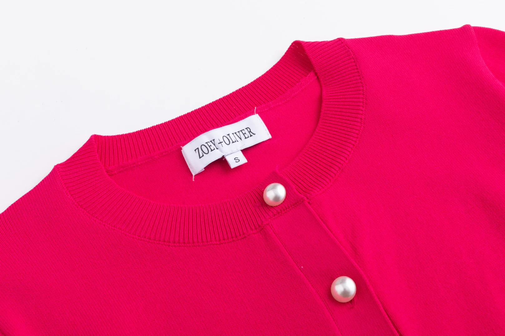 Hot Pink Knit Cardigan With Pearl Buttons - Image 4