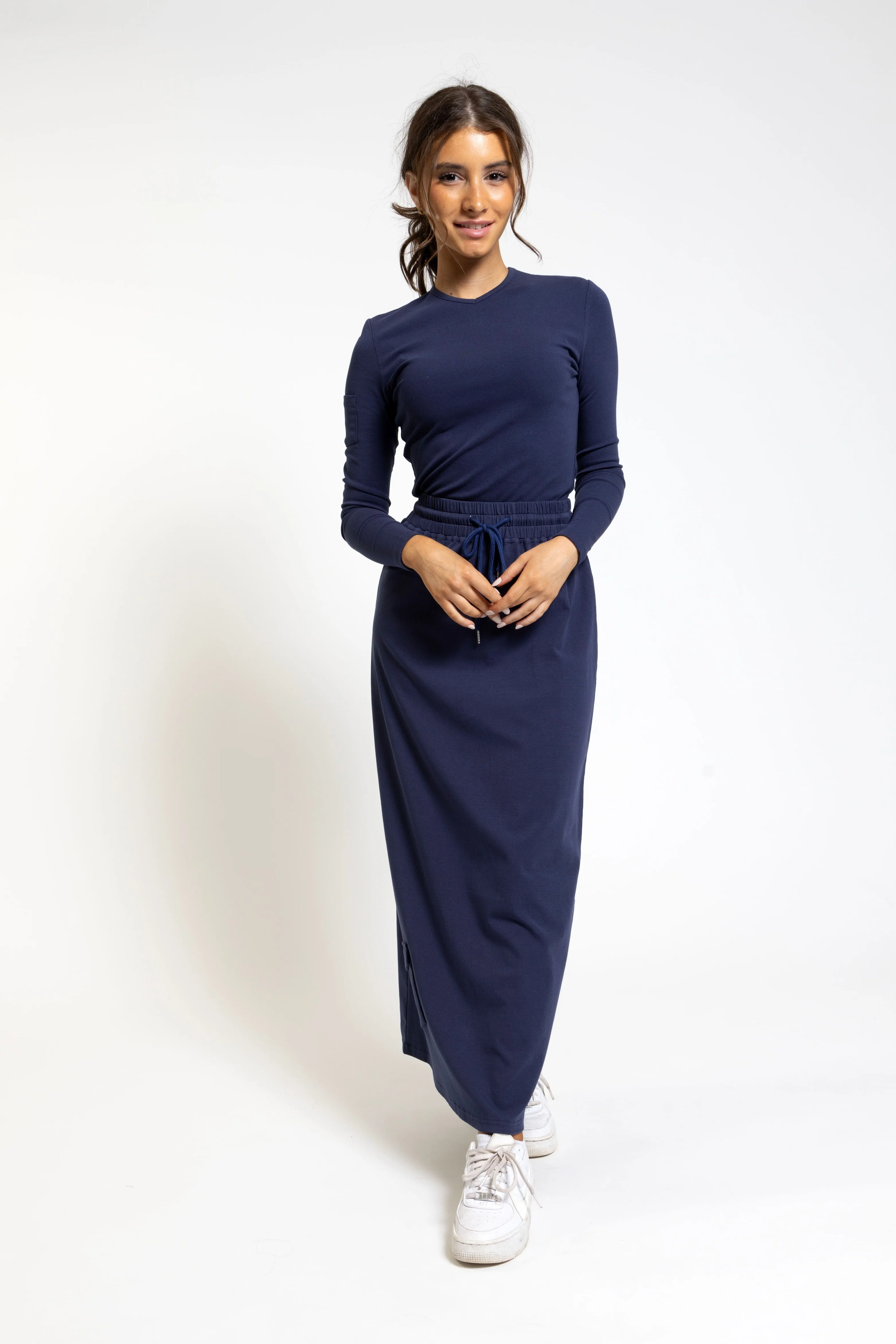 Inky Blue Skirt With Bottom Pocket - TTYLSS2416-B