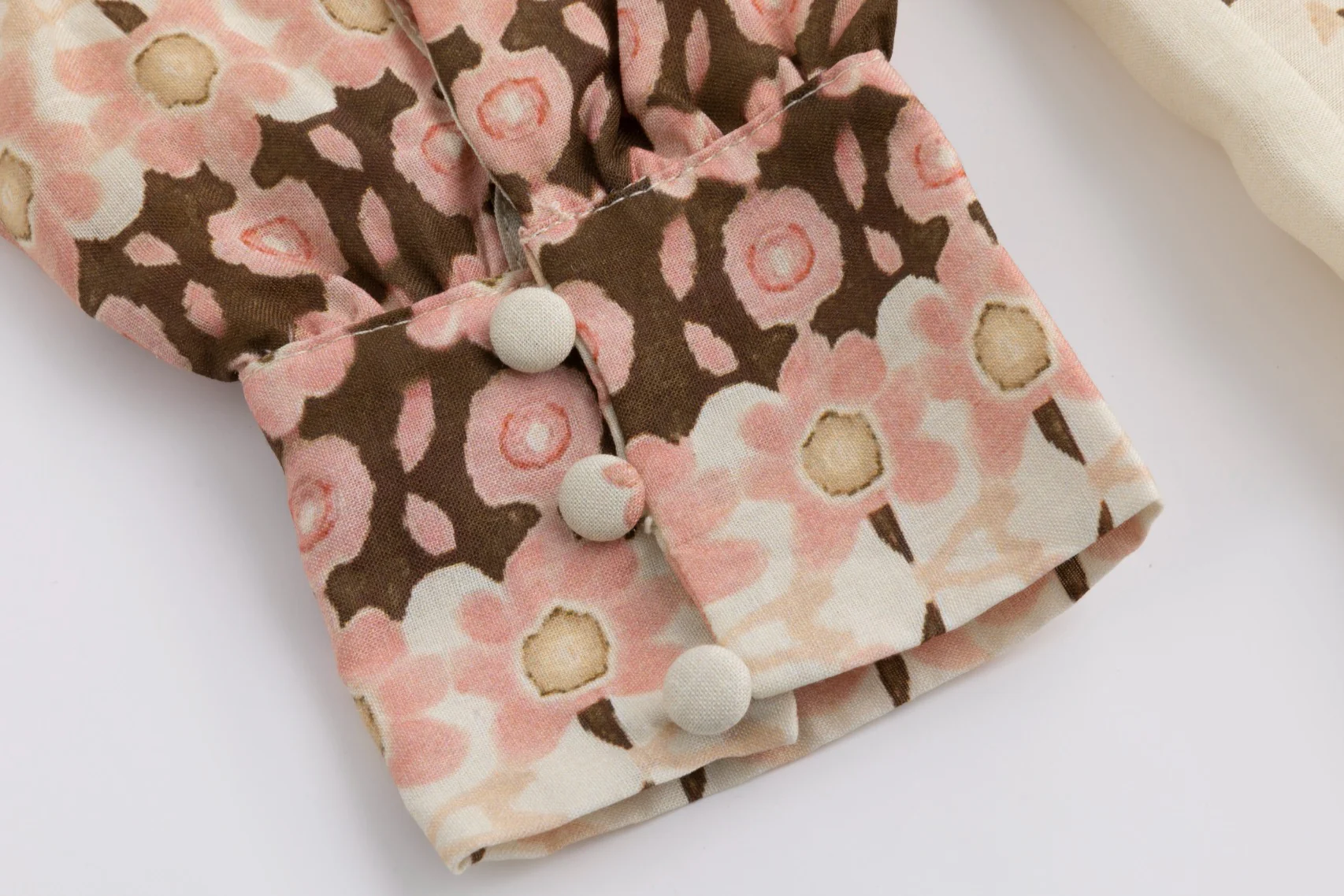 Ivory And Pink Printed Belted Dress - Image 4