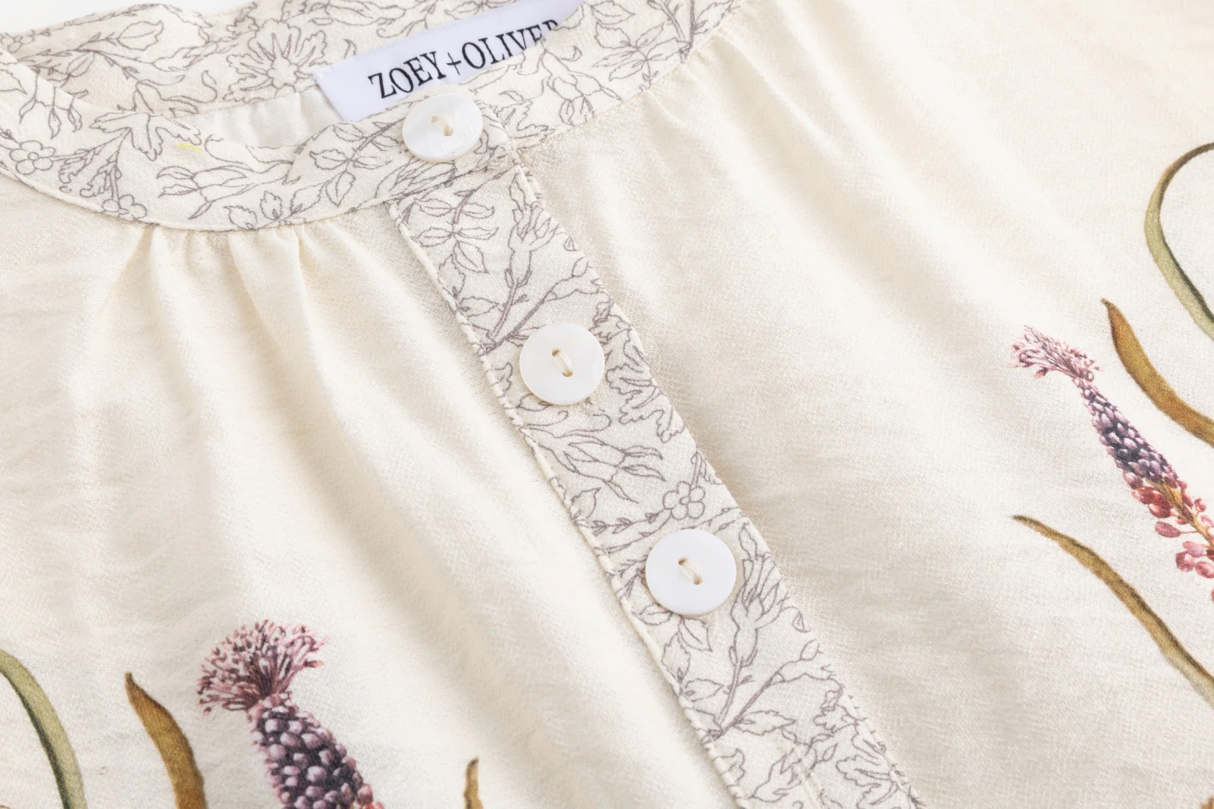 Ivory Blouse With Orange Floral Print - Image 6