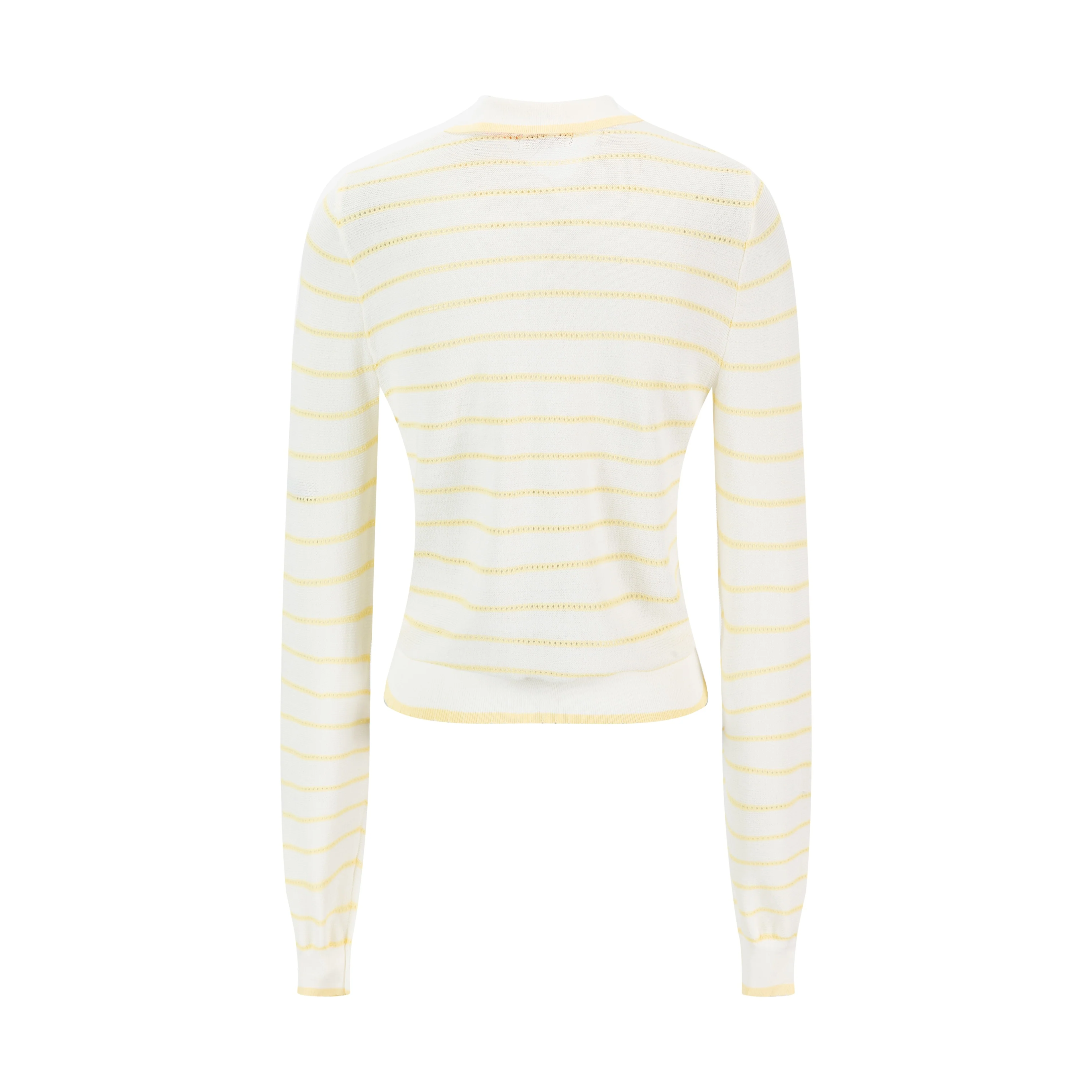 Ivory Hole-Knit Collared Top - Yellow - Image 3